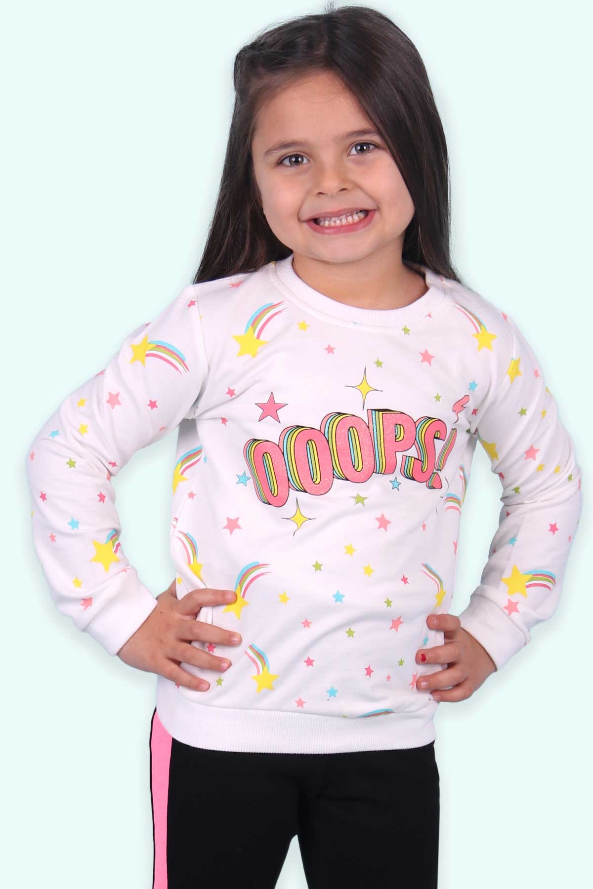Breeze Kız Çocuk Sweatshirt Baskılı Ekru (3-8 Yaş)