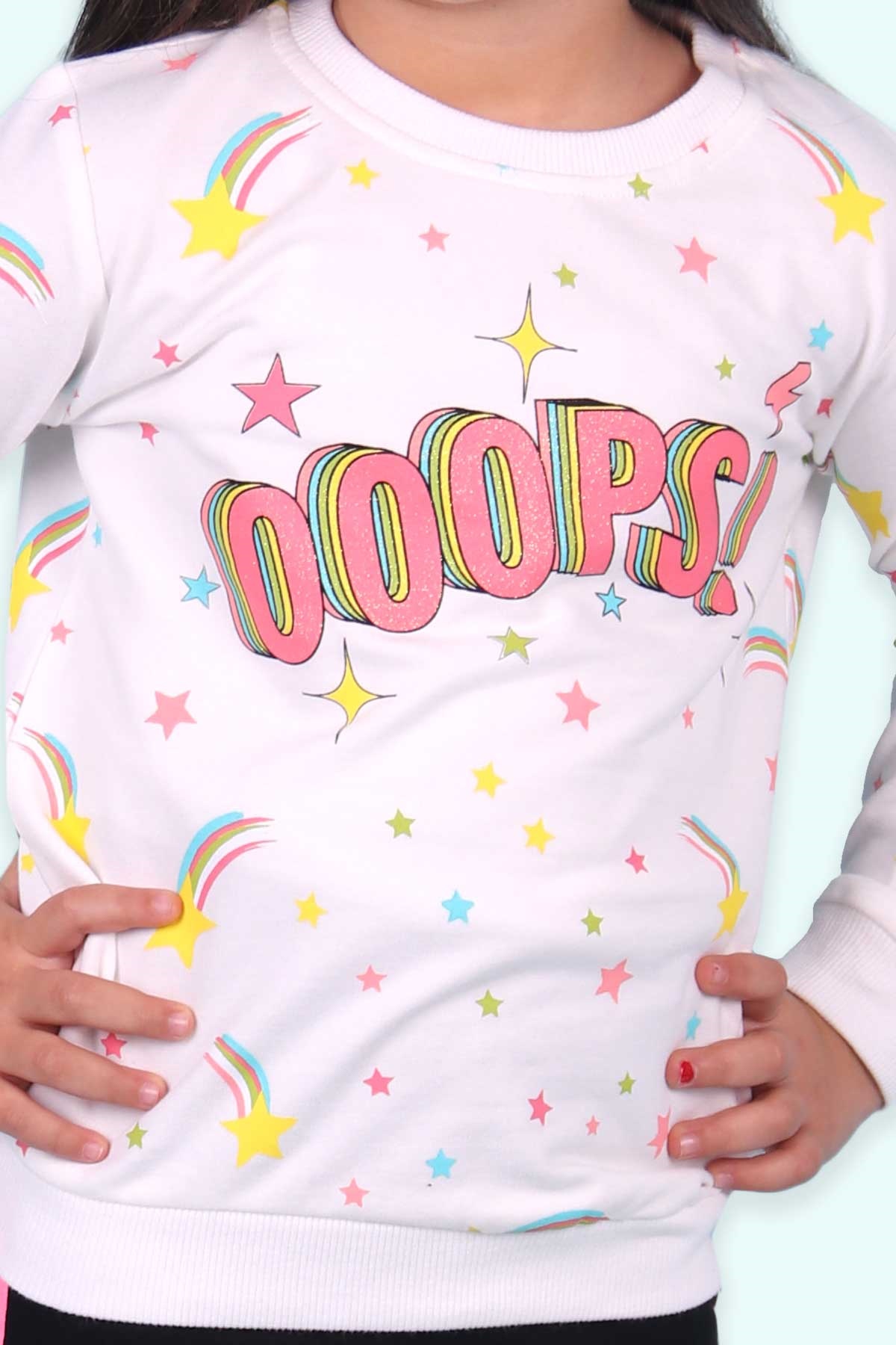 Breeze Kız Çocuk Sweatshirt Baskılı Ekru (3-8 Yaş)