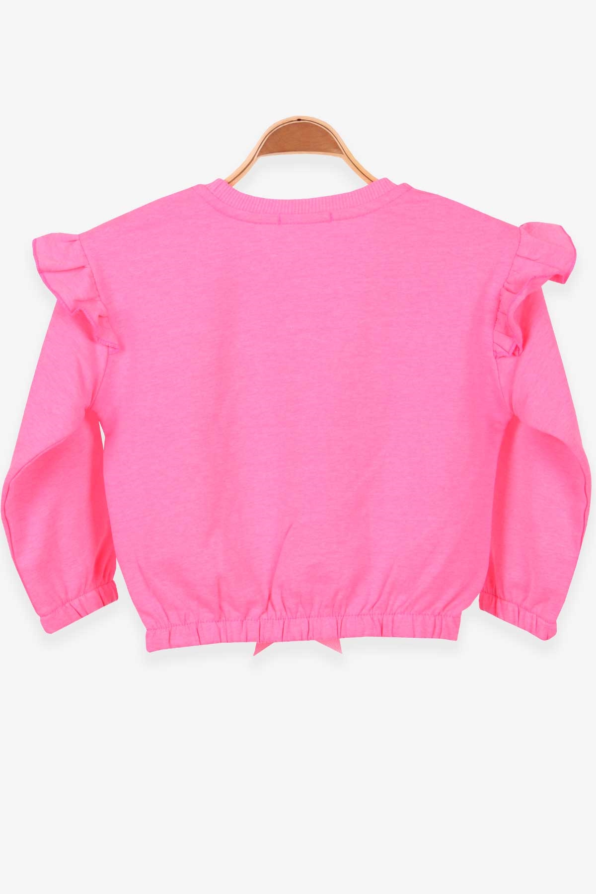Breeze Kız Çocuk Sweatshirt Baskılı Fırfırlı Neon Pembe (3-7 Yaş)