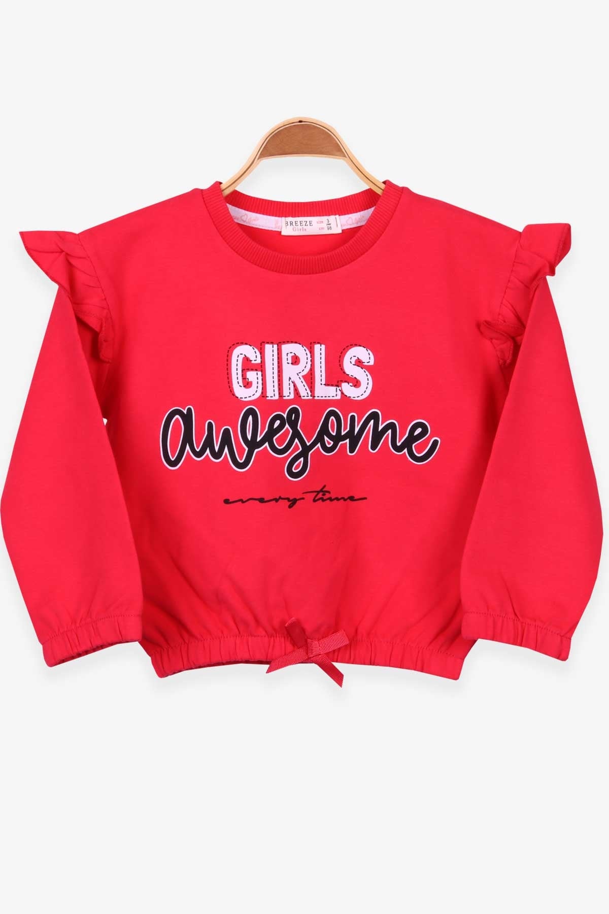 Breeze Kız Çocuk Sweatshirt Baskılı Fırfırlı Narçiçeği (3-7 Yaş)