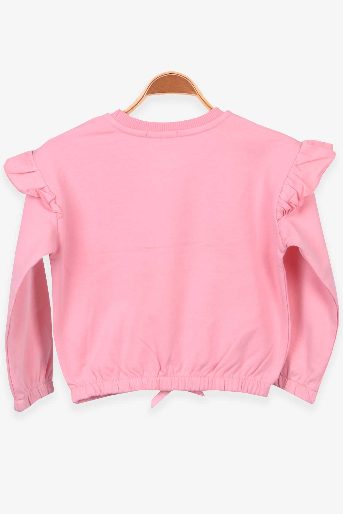 Breeze Kız Çocuk Sweatshirt Baskılı Fırfırlı Somon (3-7 Yaş)