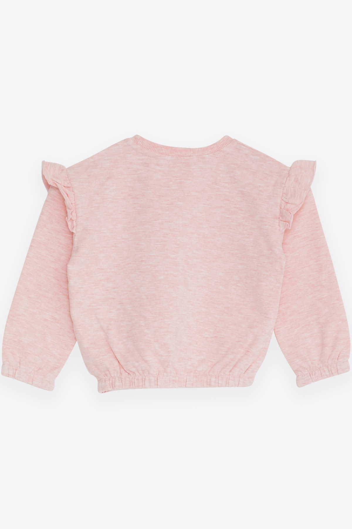 Breeze Kız Çocuk Sweatshirt Baskılı Fırfırlı Somon Melanj (3-7 Yaş)