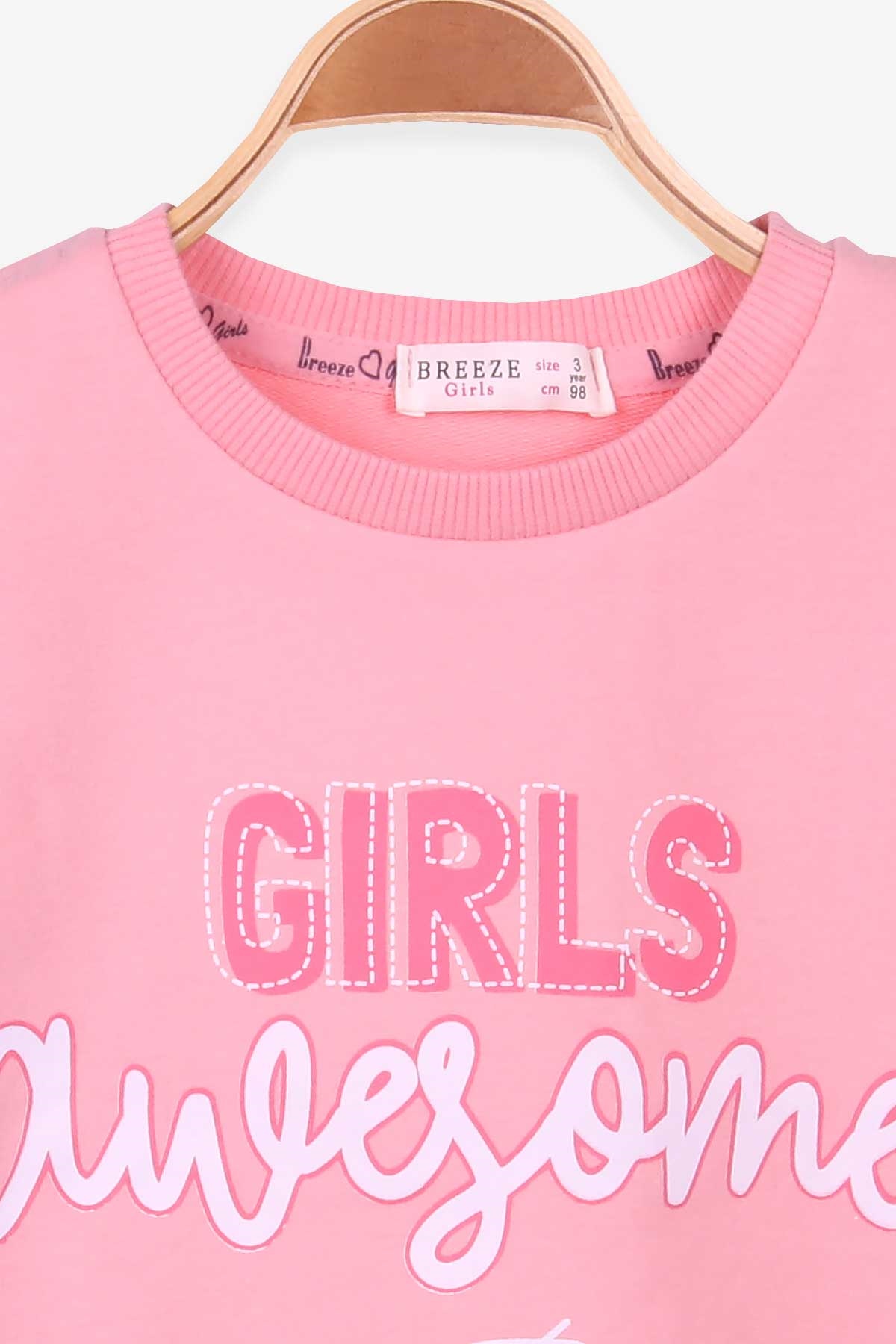 Breeze Kız Çocuk Sweatshirt Baskılı Fırfırlı Somon (3-7 Yaş)