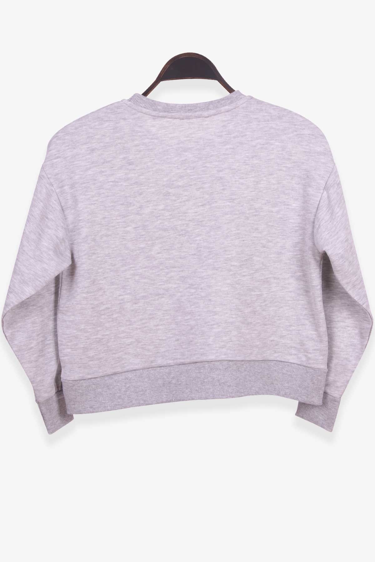 Breeze Kız Çocuk Sweatshirt Baskılı Gri Melanj (8-14 Yaş)