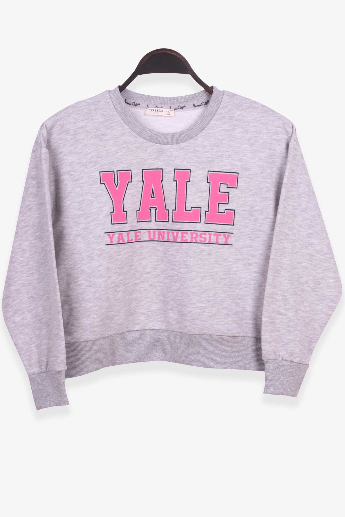 Breeze Kız Çocuk Sweatshirt Baskılı Gri Melanj (8-14 Yaş)