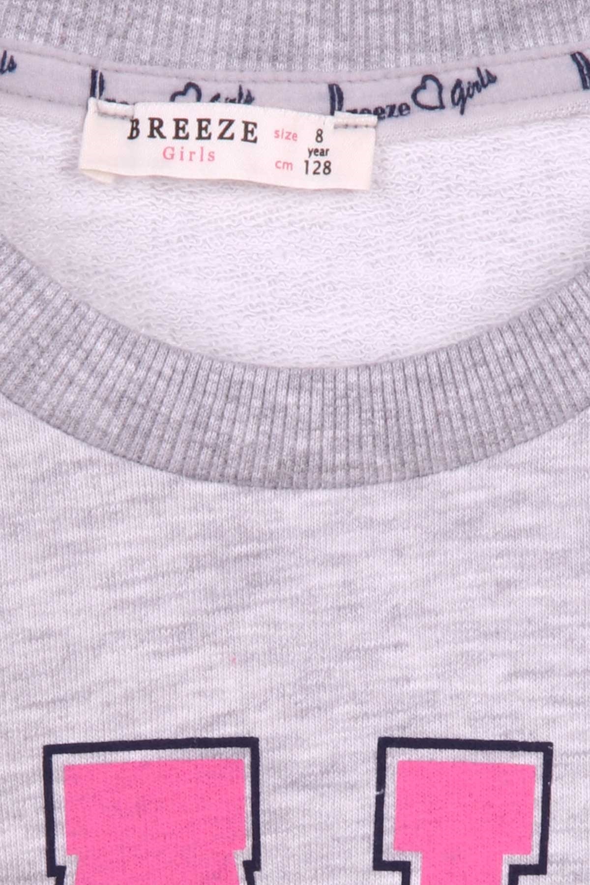 Breeze Kız Çocuk Sweatshirt Baskılı Gri Melanj (8-14 Yaş)