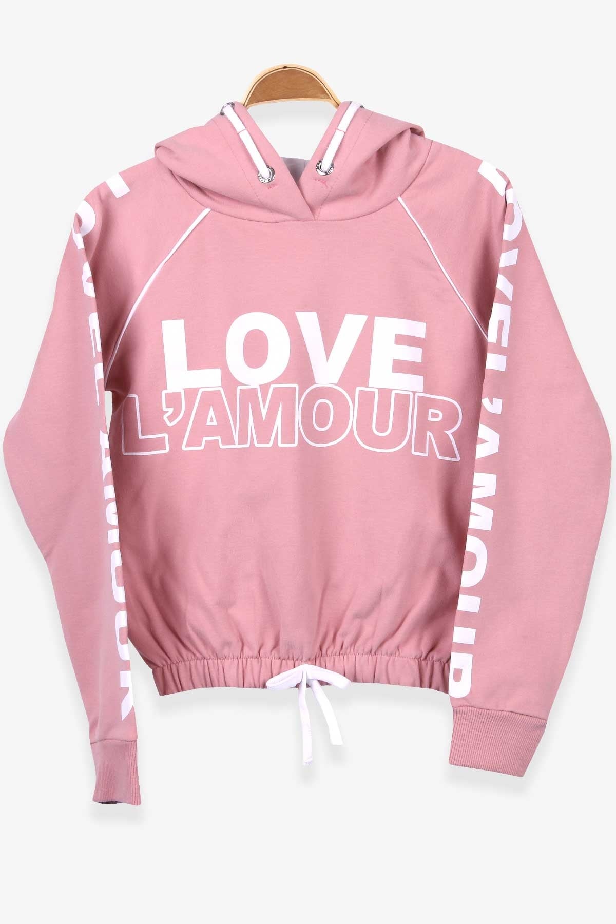 Breeze Kız Çocuk Sweatshirt Baskılı Kapüşonlu Gülkurusu (8-14 Yaş)