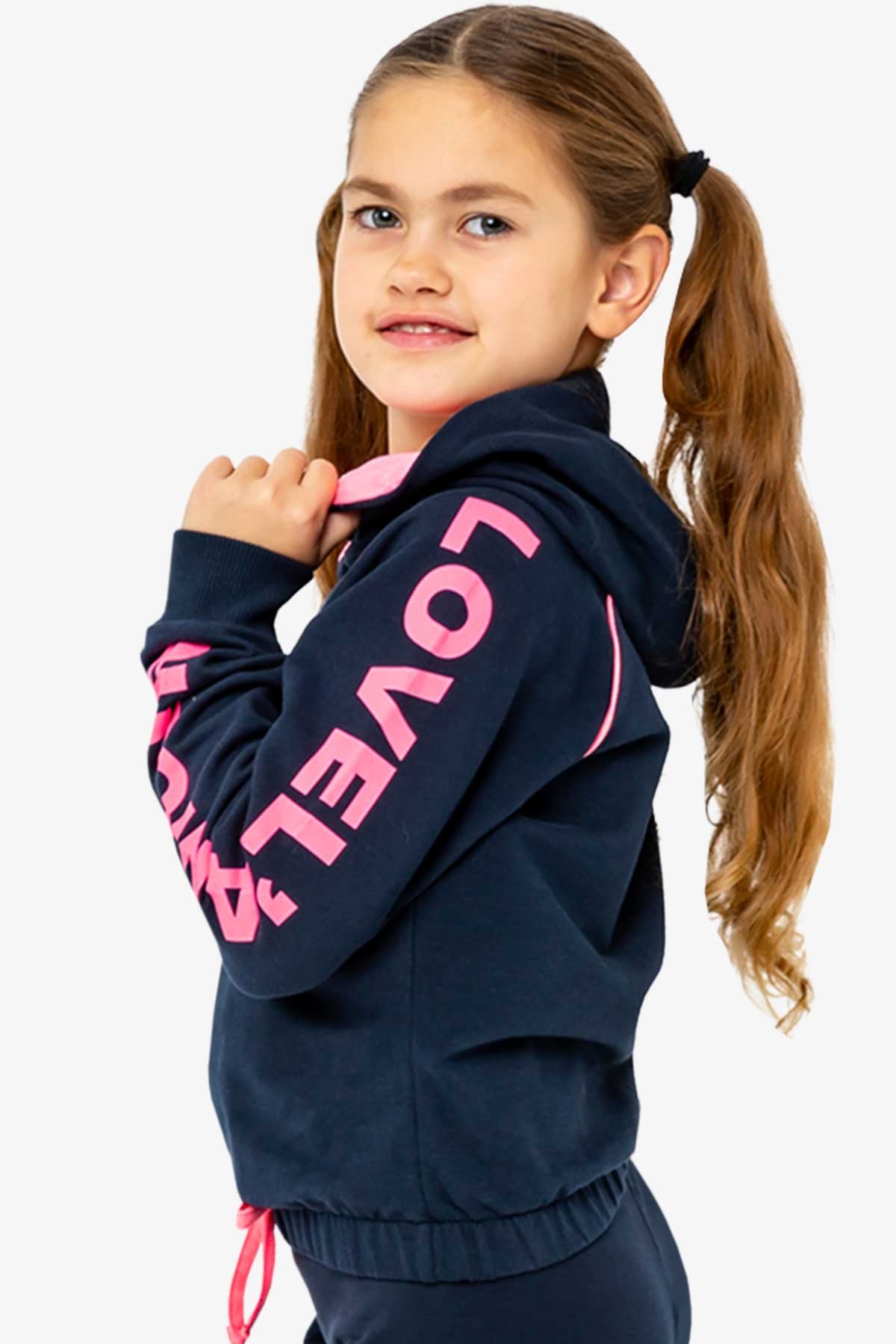 Breeze Kız Çocuk Sweatshirt Baskılı Kapüşonlu Lacivert (8-14 Yaş)