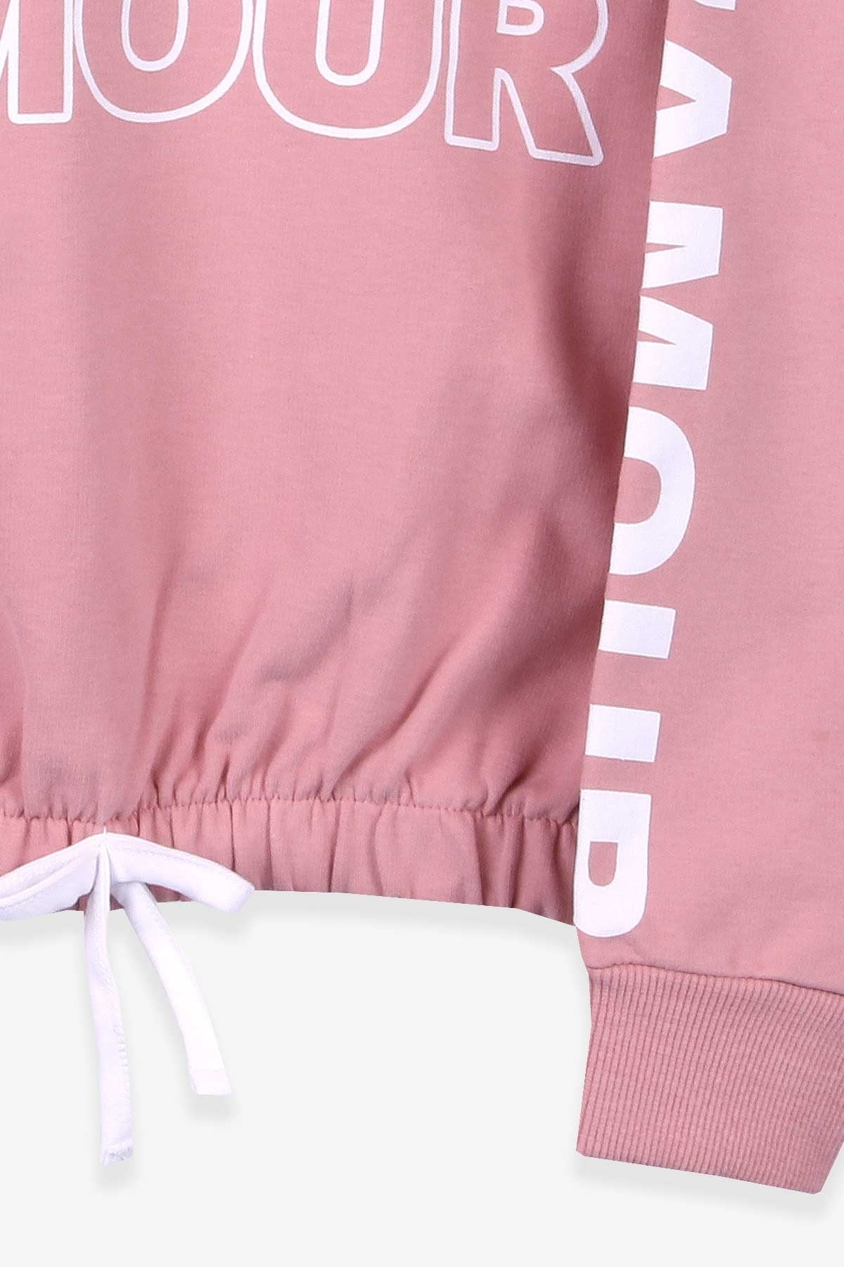 Breeze Kız Çocuk Sweatshirt Baskılı Kapüşonlu Gülkurusu (8-14 Yaş)