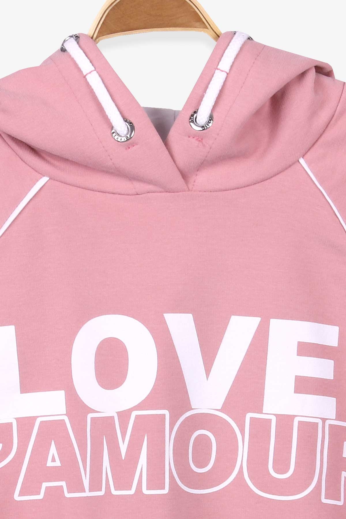 Breeze Kız Çocuk Sweatshirt Baskılı Kapüşonlu Gülkurusu (8-14 Yaş)