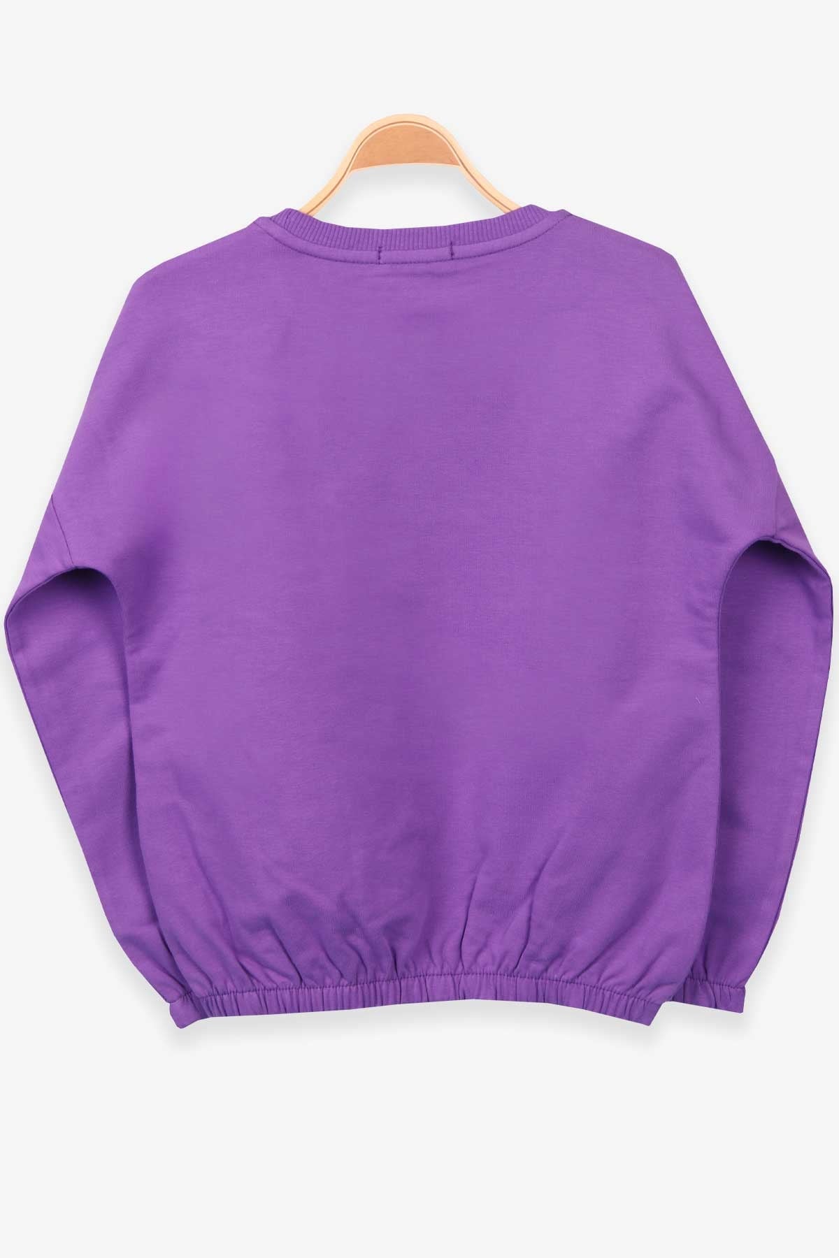 Breeze Kız Çocuk Sweatshirt Baskılı Pullu Mor (9-14 Yaş)