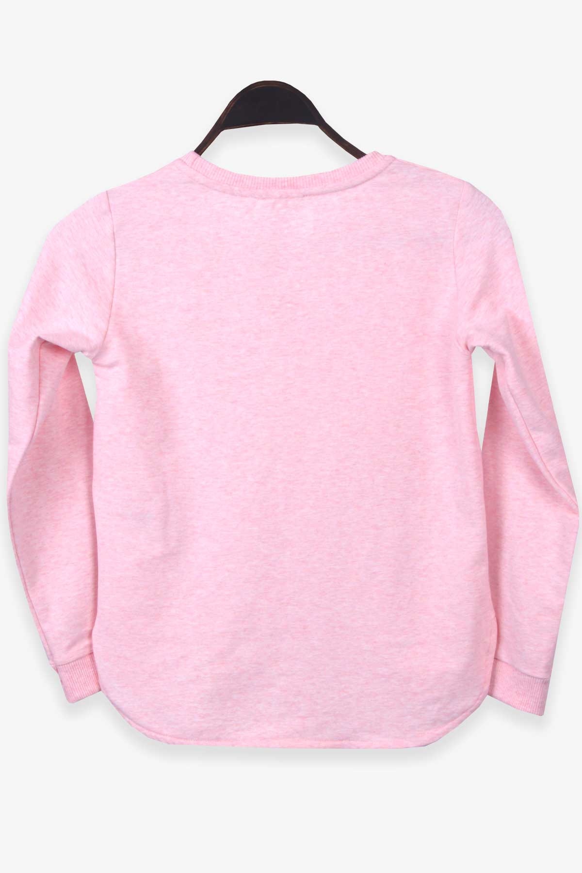 Breeze Kız Çocuk Sweatshirt Baskılı Pullu Somon Melanj (9-14 Yaş)