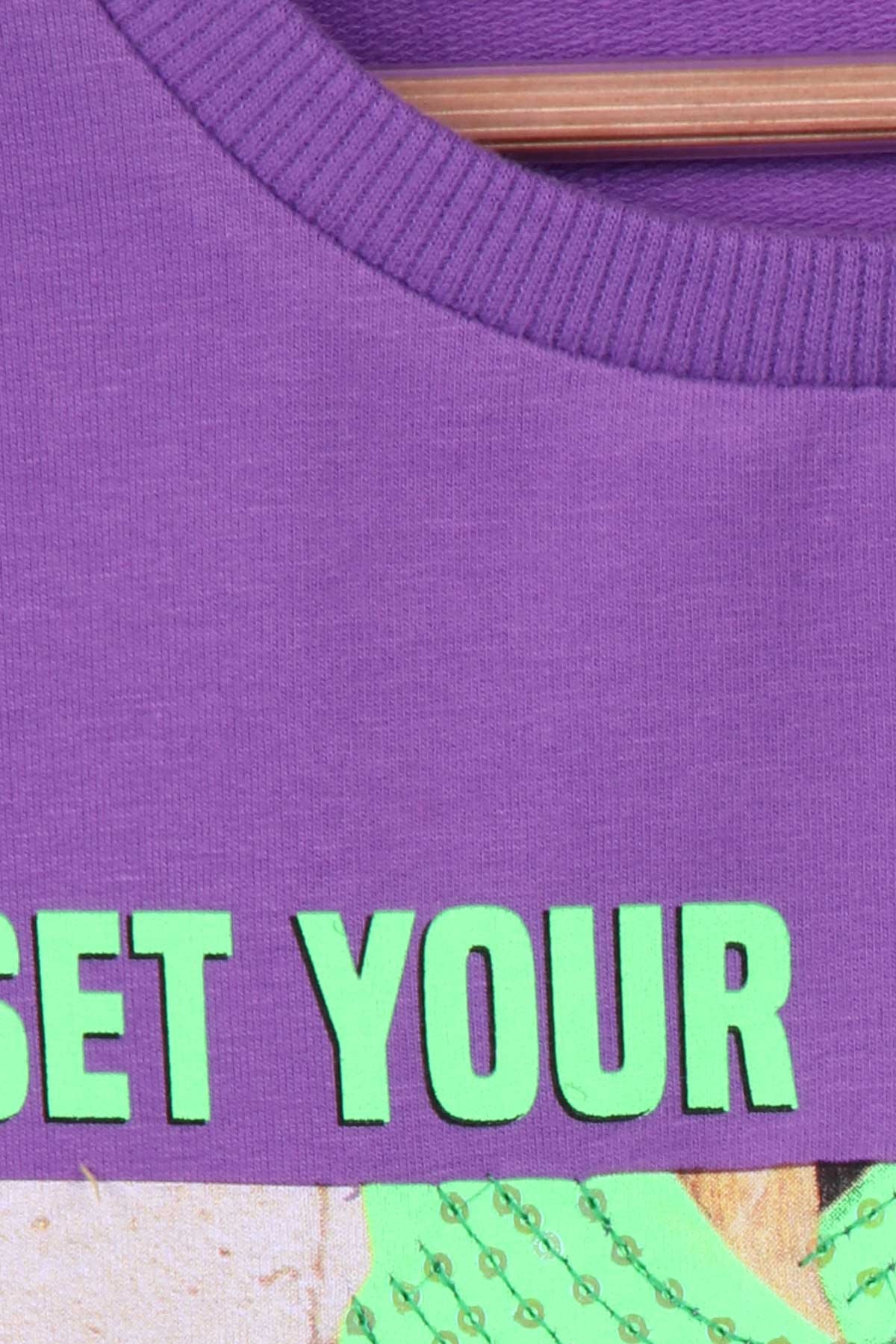 Breeze Kız Çocuk Sweatshirt Baskılı Pullu Mor (9-14 Yaş)