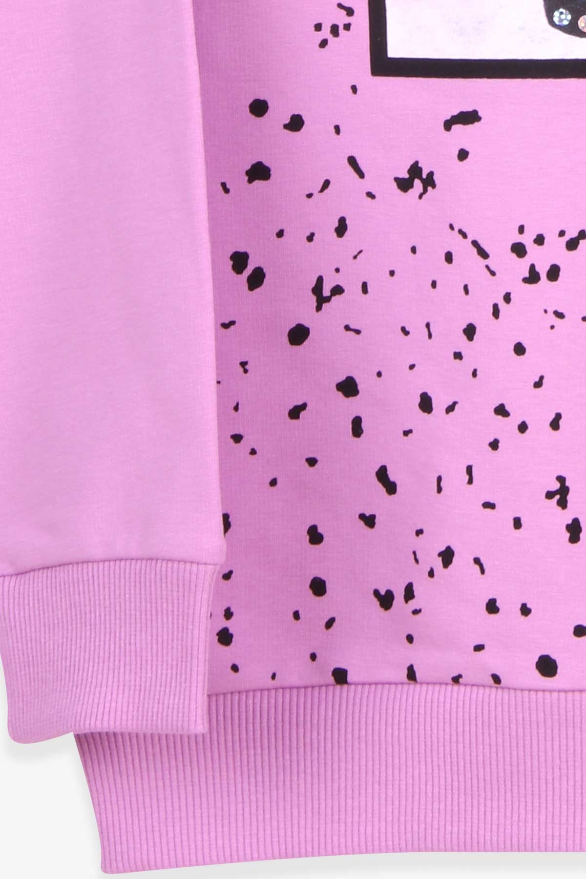 Breeze Kız Çocuk Sweatshirt Baskılı Pullu Eflatun (8-14 Yaş)