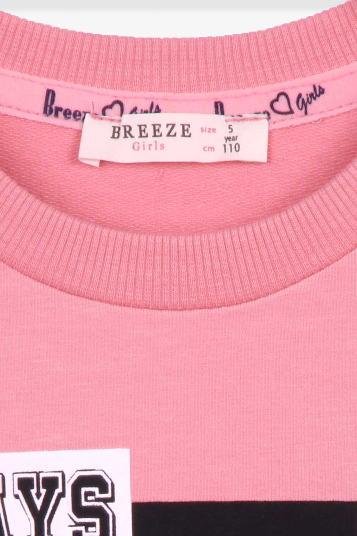 Breeze Kız Çocuk Sweatshirt Baskılı Pullu Gülkurusu (5-10 Yaş)