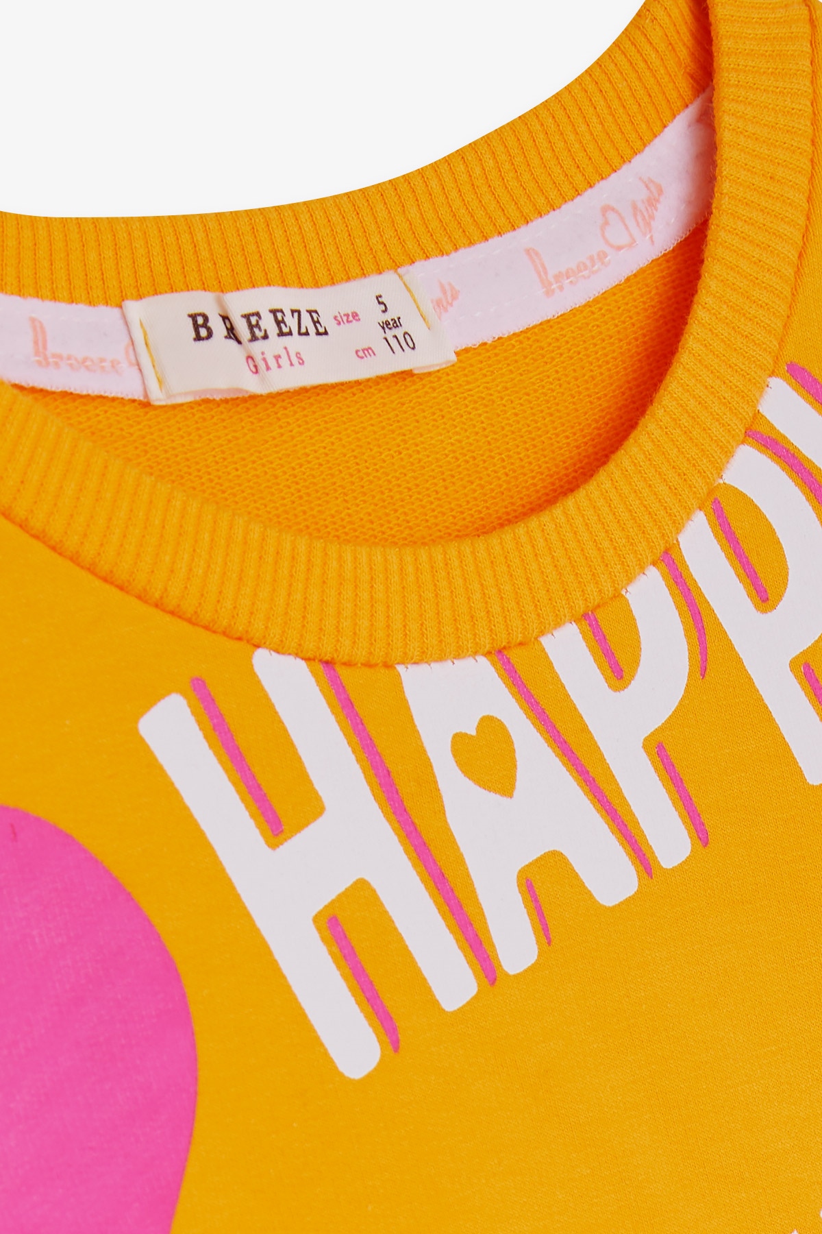 Breeze Kız Çocuk Sweatshirt Baskılı Pullu Hardal Sarı (5-10 Yaş)