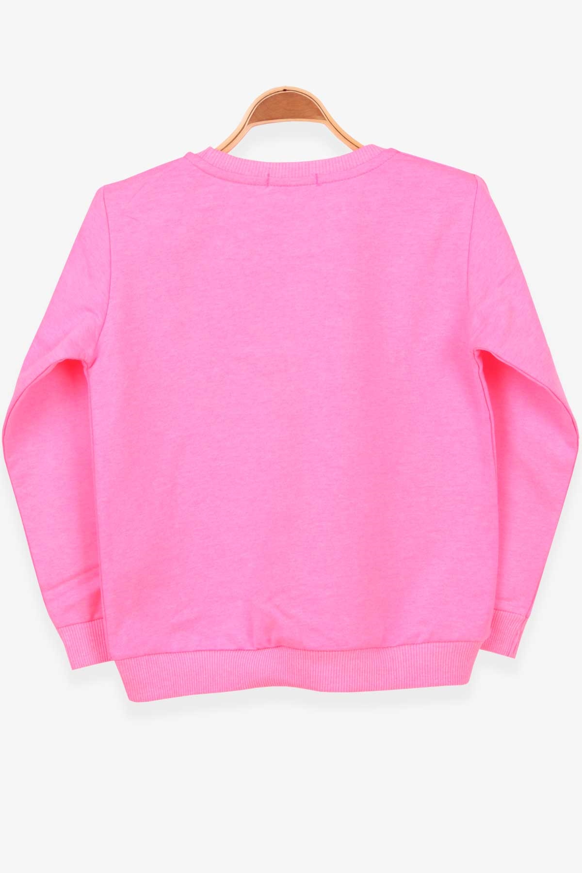 Breeze Kız Çocuk Sweatshirt Baskılı Pullu Neon Pembe (6-12 Yaş)
