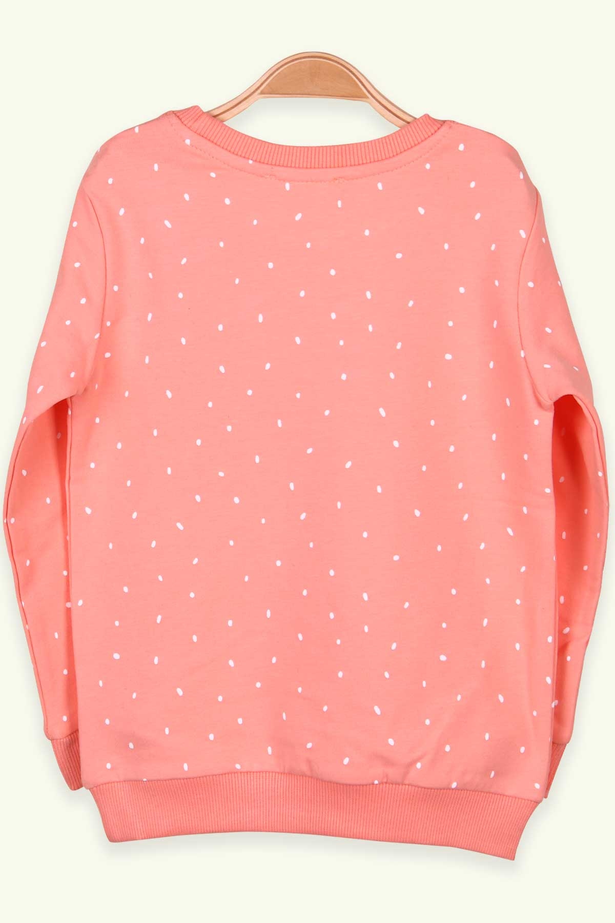 Breeze Kız Çocuk Sweatshirt Baskılı Puantiyeli Somon (3-7 Yaş)