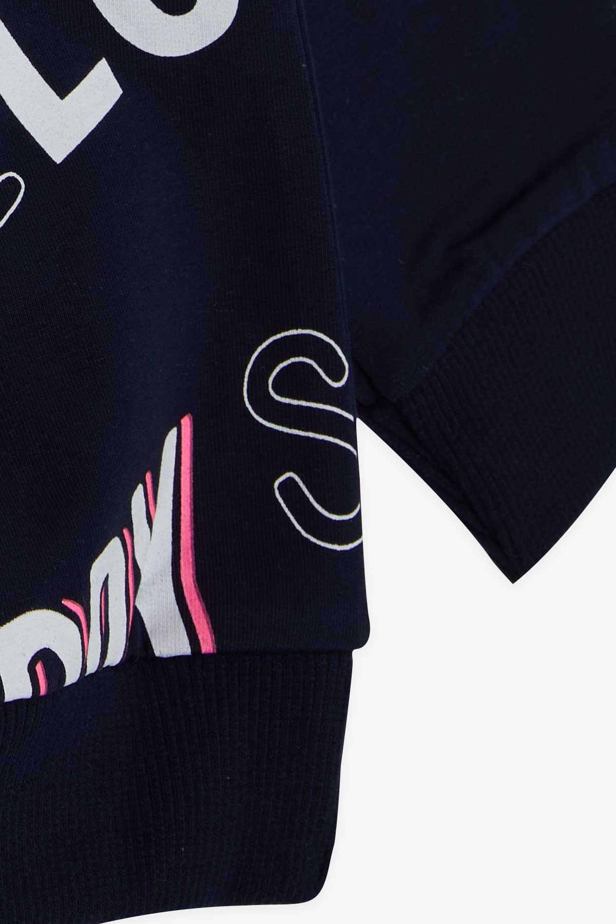 Breeze Kız Çocuk Sweatshirt Baskılı Pullu Lacivert (5-10 Yaş)