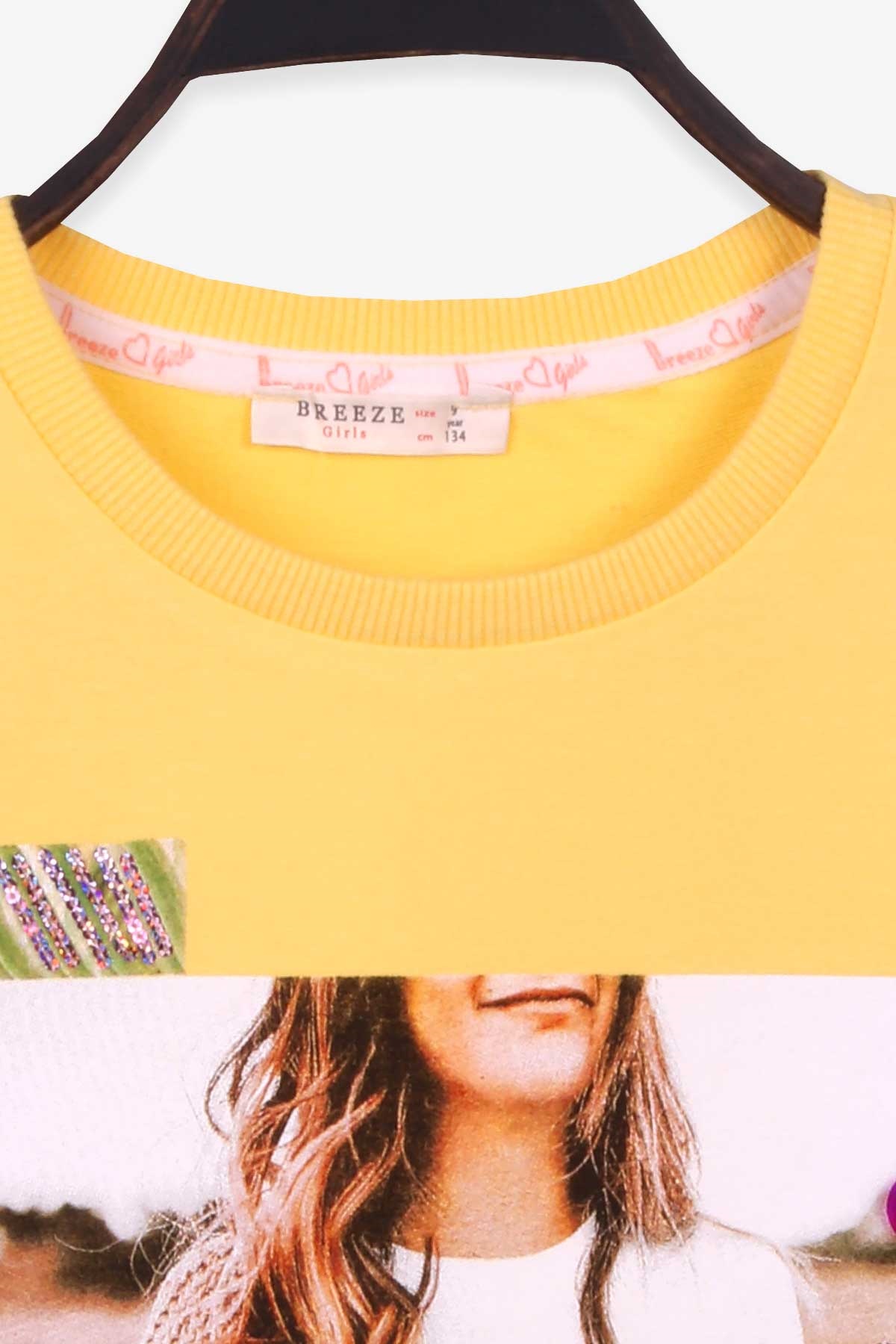Breeze Kız Çocuk Sweatshirt Baskılı Pullu Sarı (9-14 Yaş)