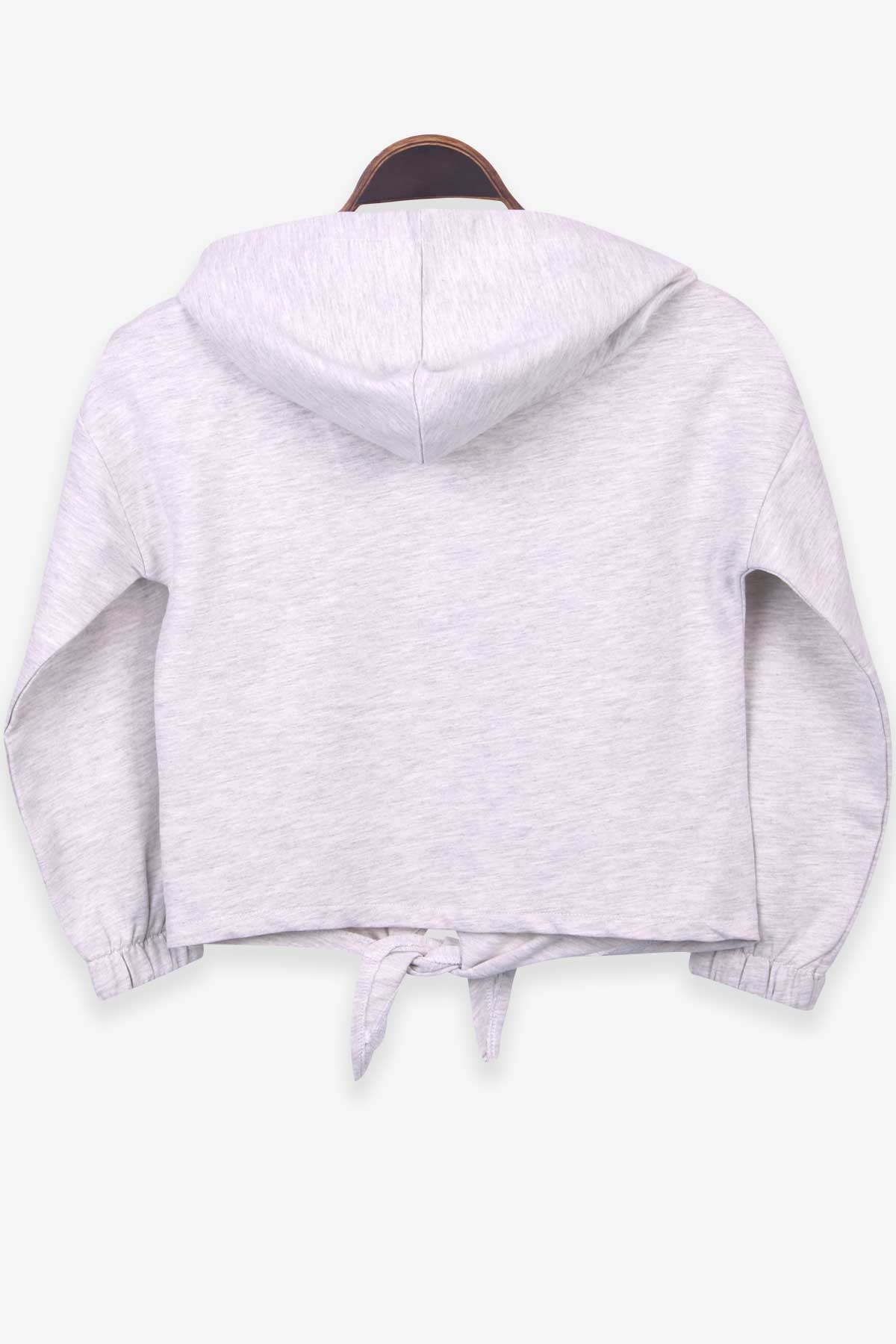 Breeze Kız Çocuk Sweatshirt Baskılı Simli Pullu Gri Melanj (8-14 Yaş)