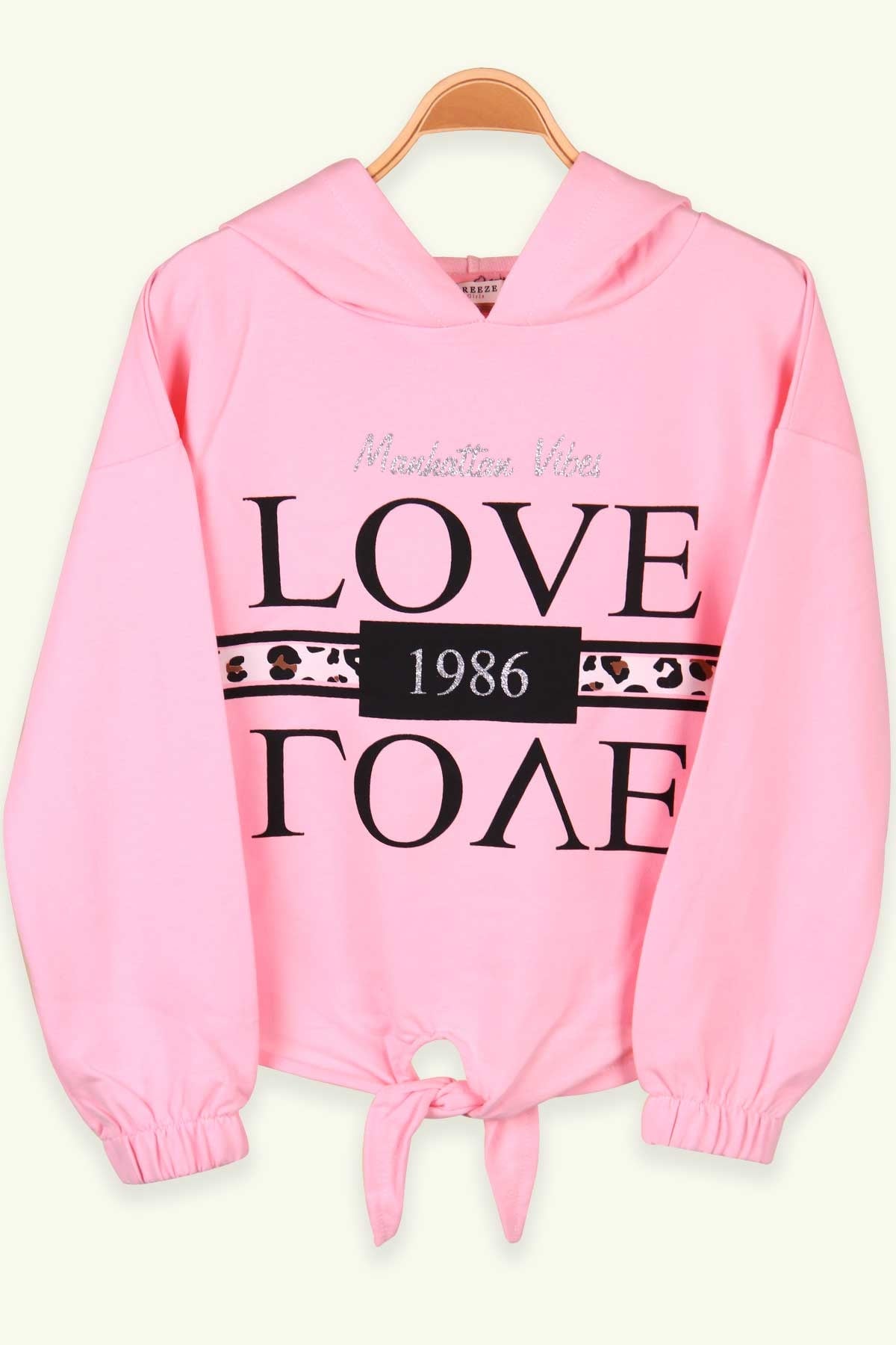 Breeze Kız Çocuk Sweatshirt Baskılı Simli Pullu Pudra (8-14 Yaş)