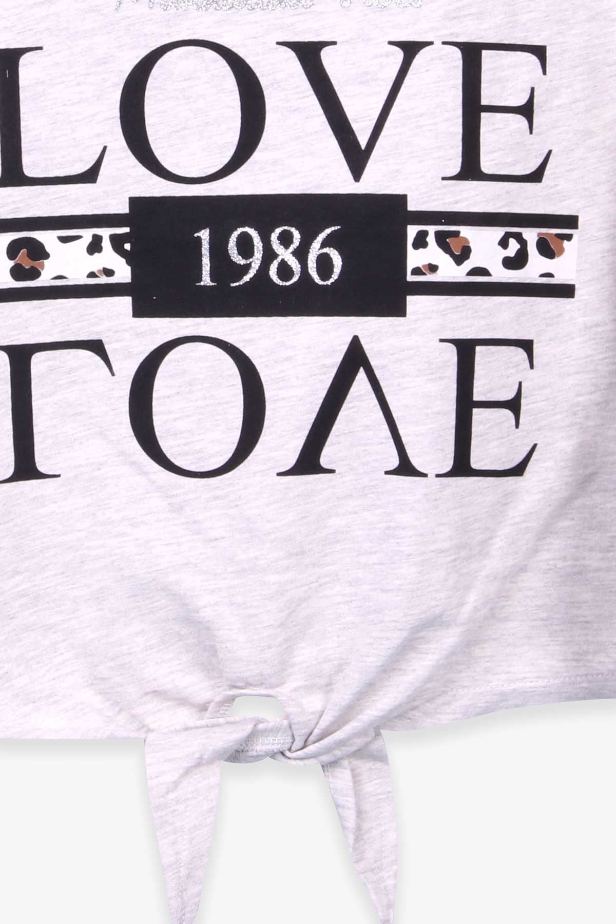Breeze Kız Çocuk Sweatshirt Baskılı Simli Pullu Gri Melanj (8-14 Yaş)