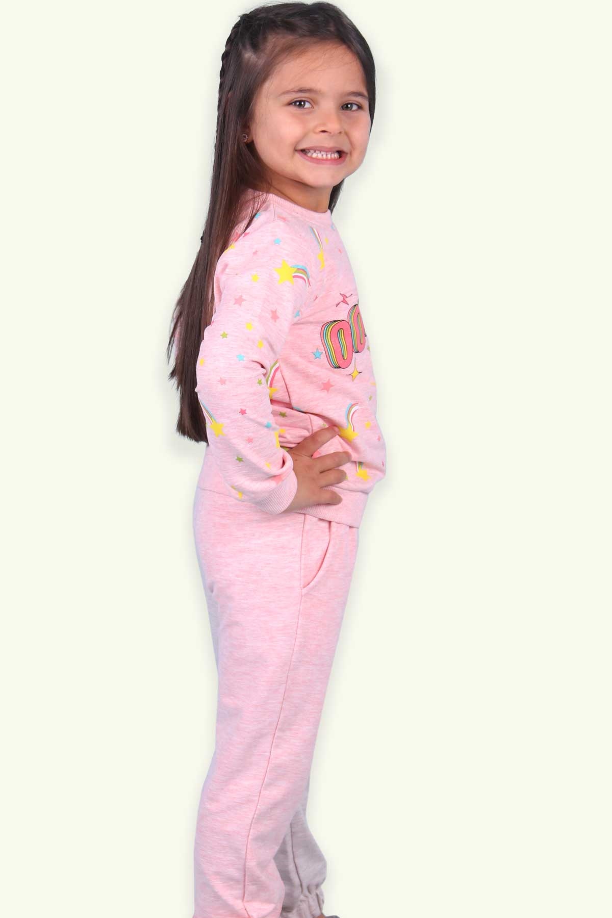 Breeze Kız Çocuk Sweatshirt Baskılı Somon (3-8 Yaş)