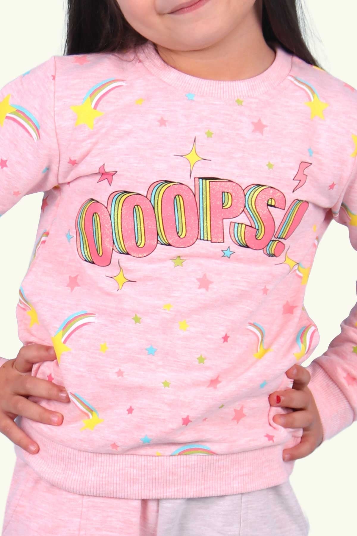Breeze Kız Çocuk Sweatshirt Baskılı Somon (3-8 Yaş)