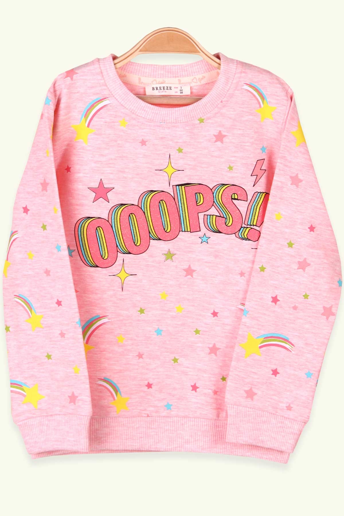 Breeze Kız Çocuk Sweatshirt Baskılı Somon (3-8 Yaş)