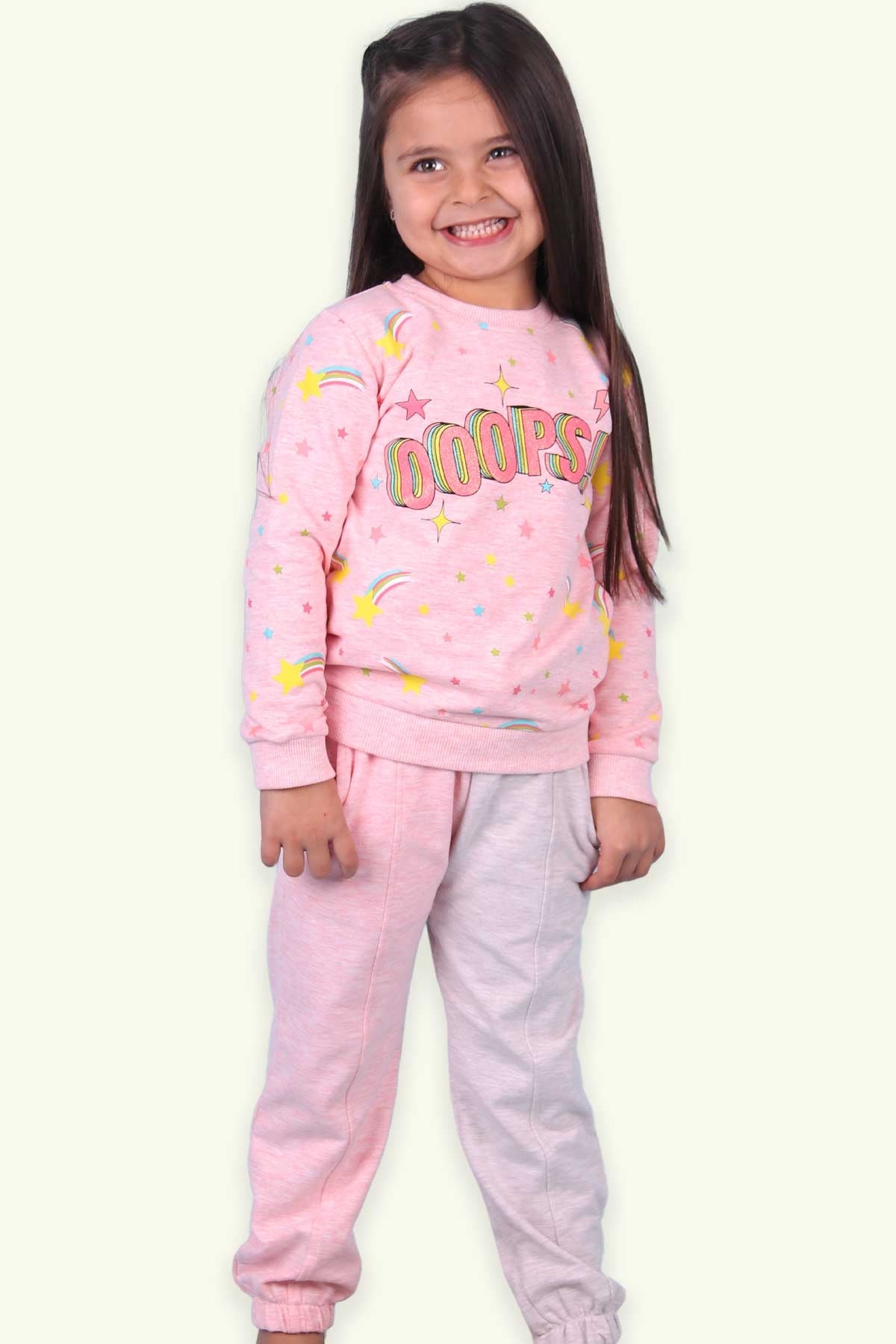 Breeze Kız Çocuk Sweatshirt Baskılı Somon (3-8 Yaş)