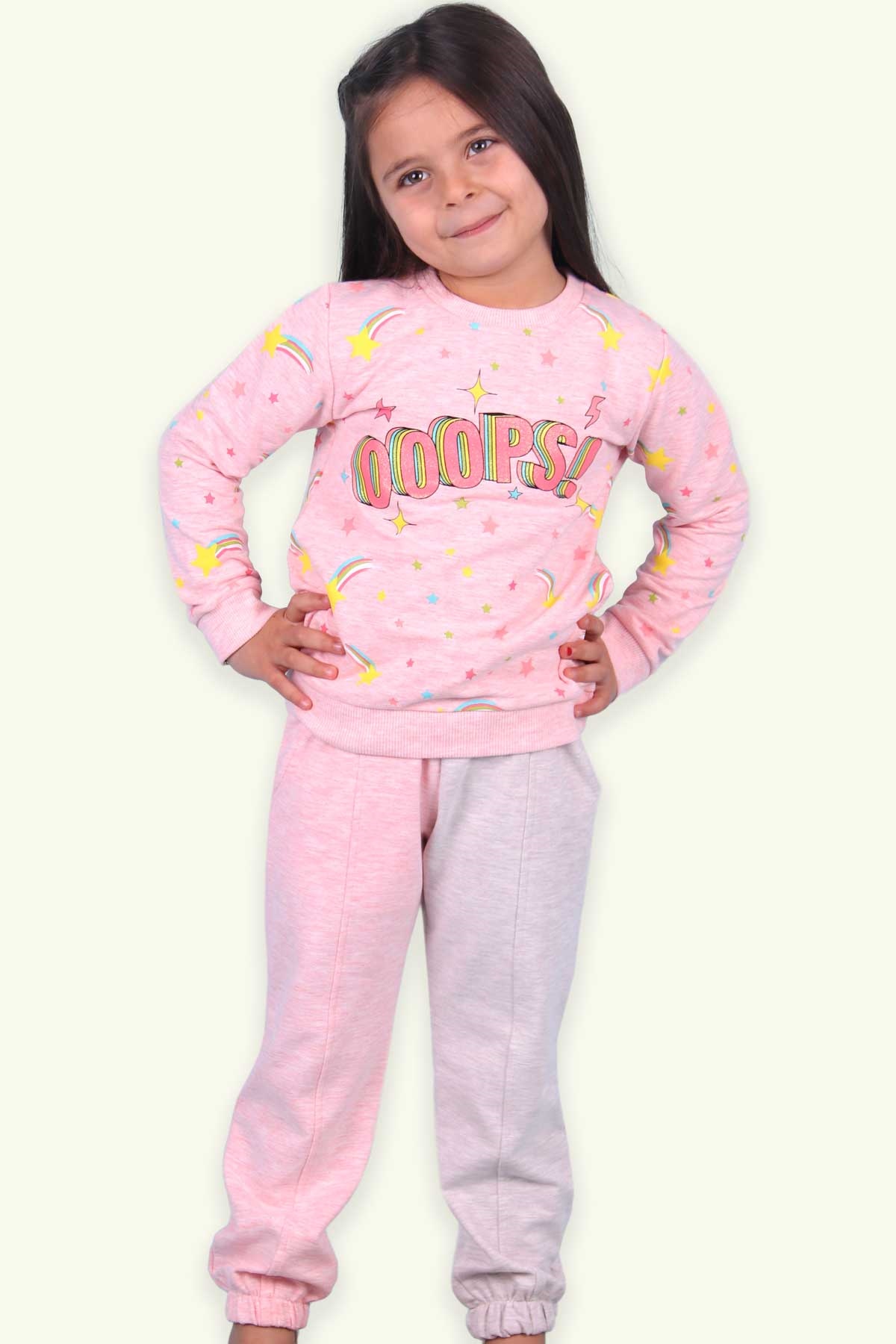 Breeze Kız Çocuk Sweatshirt Baskılı Somon (3-8 Yaş)