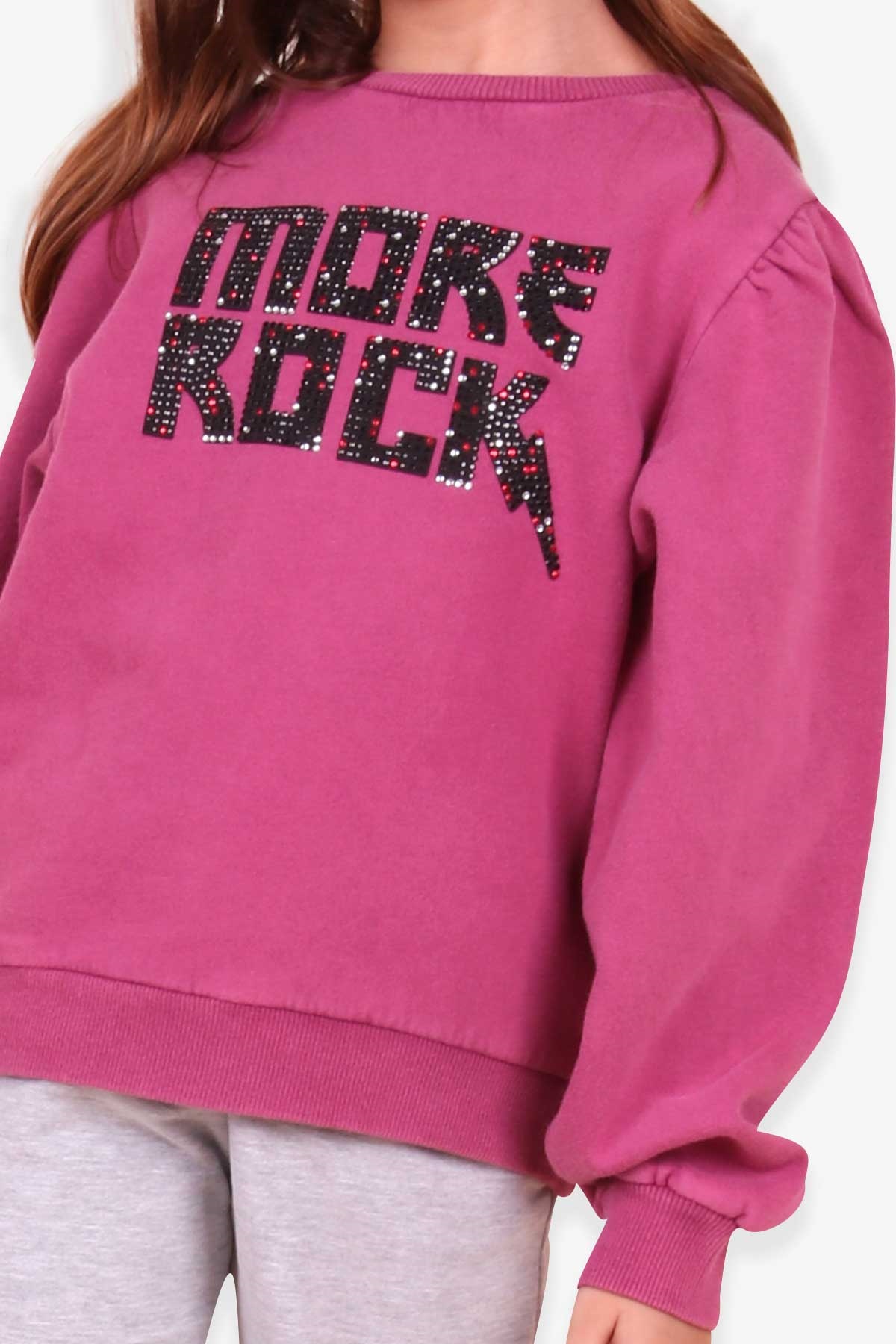Breeze Kız Çocuk Sweatshirt Baskılı Taşlı Vişne Çürüğü (6-14 Yaş)