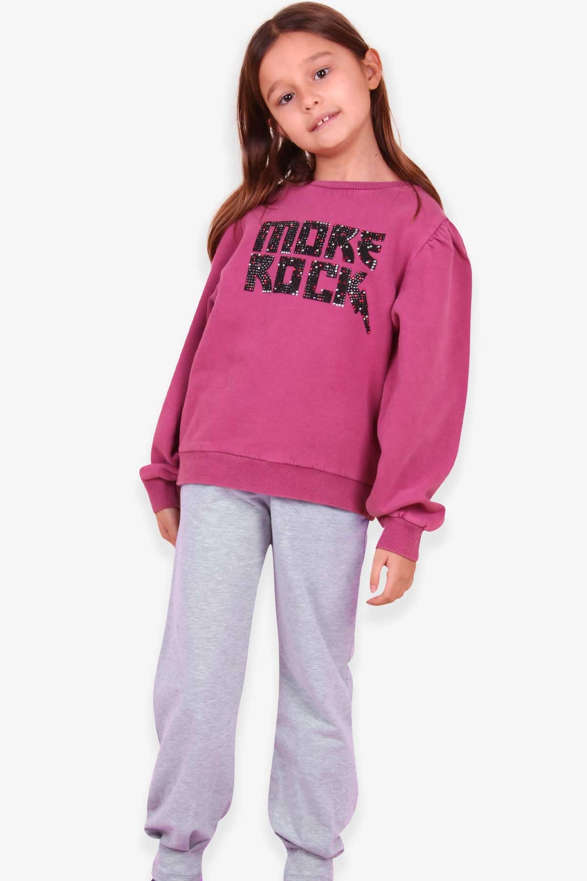 Breeze Kız Çocuk Sweatshirt Baskılı Taşlı Vişne Çürüğü (6-14 Yaş)