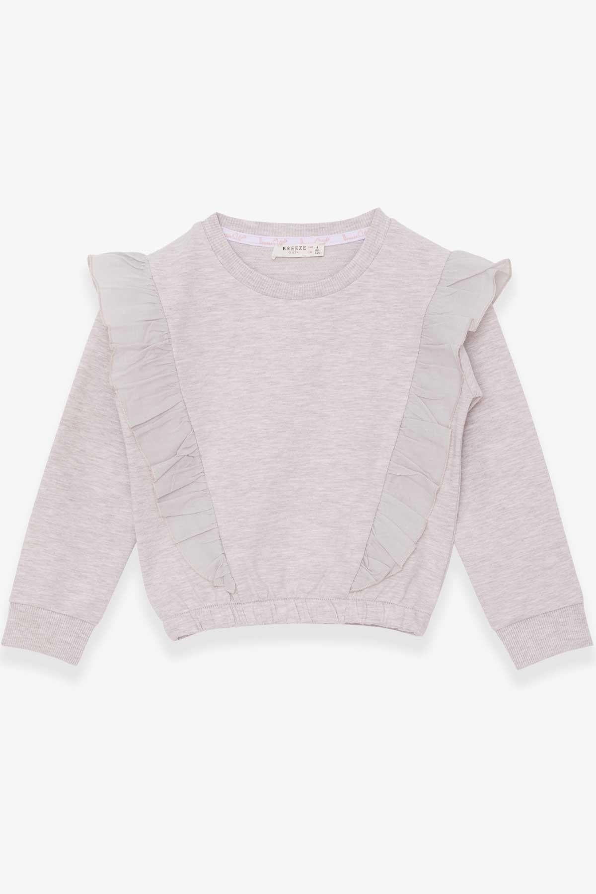 Breeze Kız Çocuk Sweatshirt Beli Lastikli Bej Melanj (4-8 Yaş)