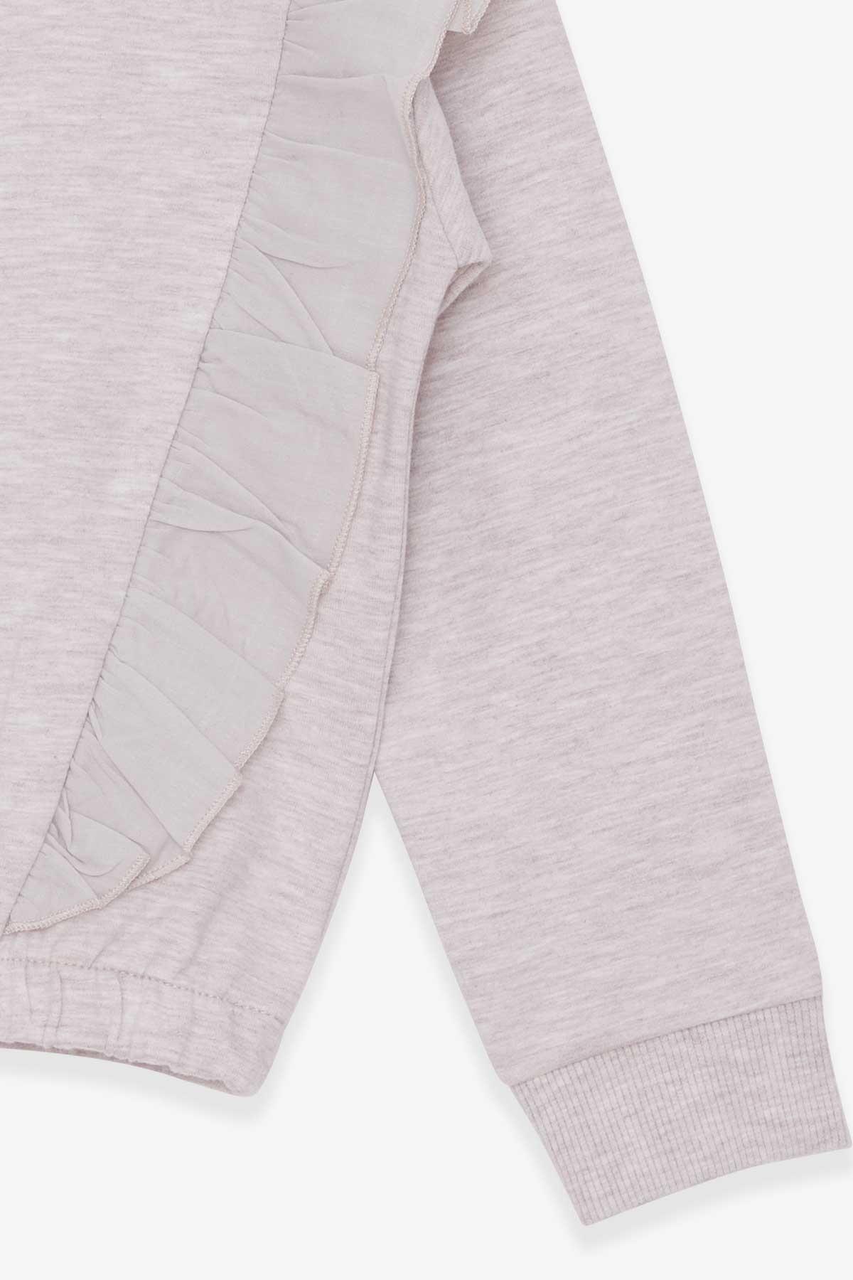 Breeze Kız Çocuk Sweatshirt Beli Lastikli Bej Melanj (4-8 Yaş)