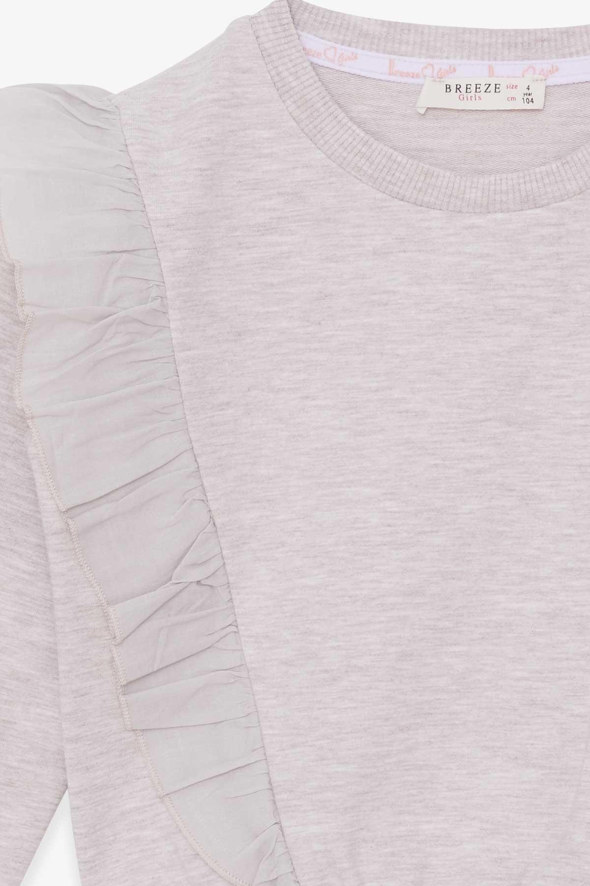 Breeze Kız Çocuk Sweatshirt Beli Lastikli Bej Melanj (4-8 Yaş)