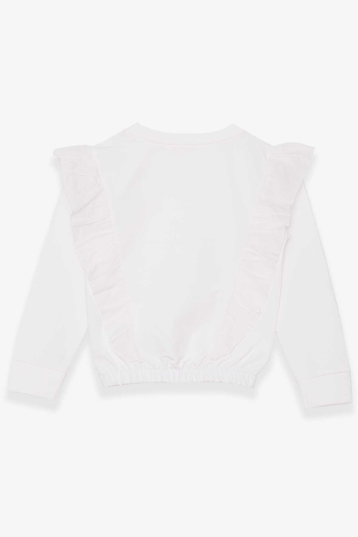 Breeze Kız Çocuk Sweatshirt Beli Lastikli Beyaz (4-8 Yaş)