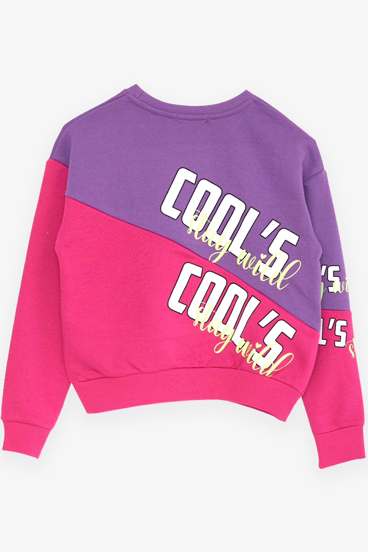 Breeze Kız Çocuk Sweatshirt Blok Desen Yazı Baskılı Eflatun (10-14 Yaş)