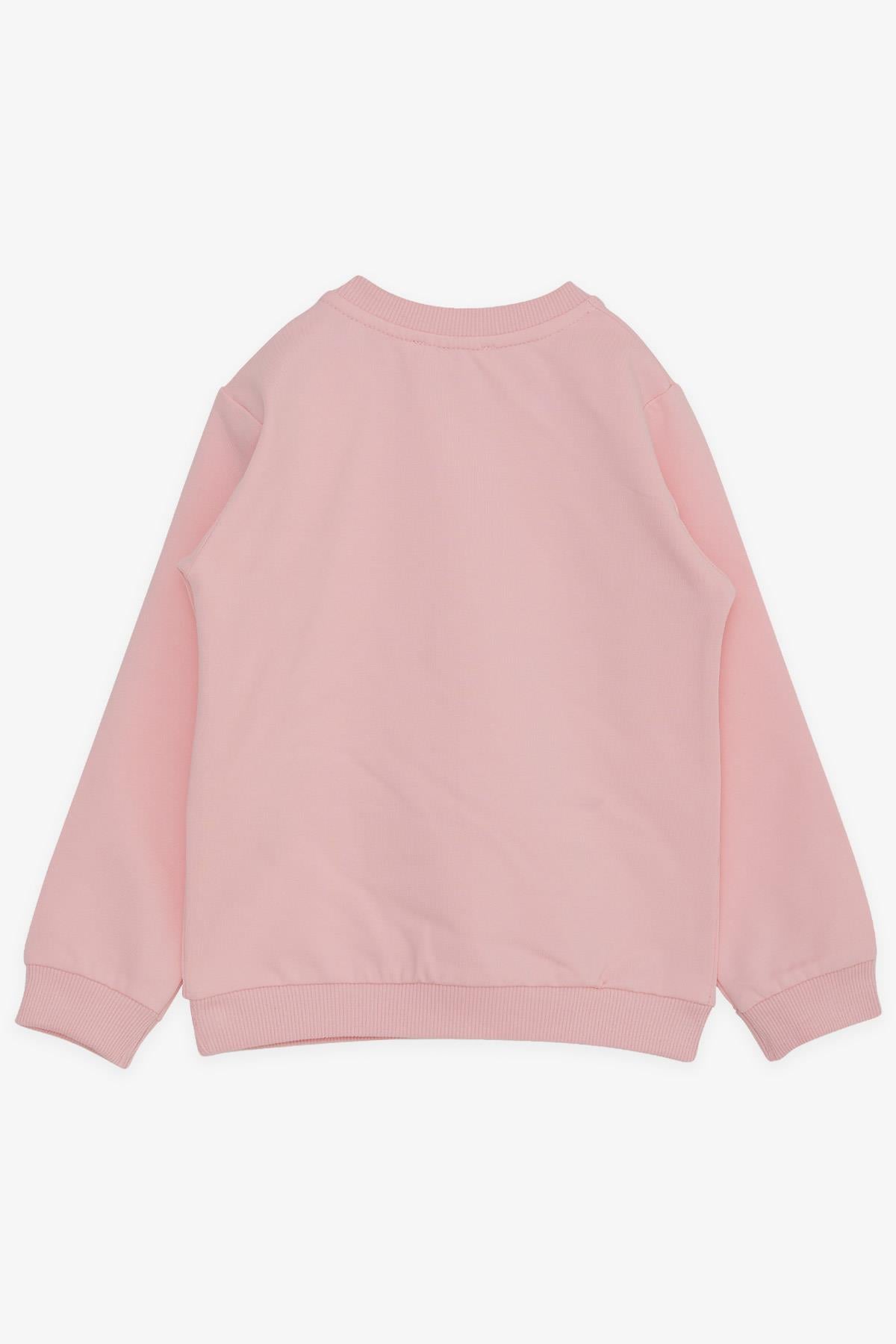 Breeze Kız Çocuk Sweatshirt Cepli Çiçek Baskılı Pembe (1-4 Yaş)