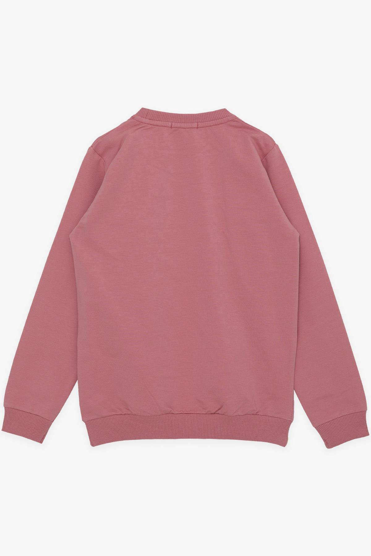 Breeze Kız Çocuk Sweatshirt Çiçek Baskılı Gülkurusu (6-12 Yaş)