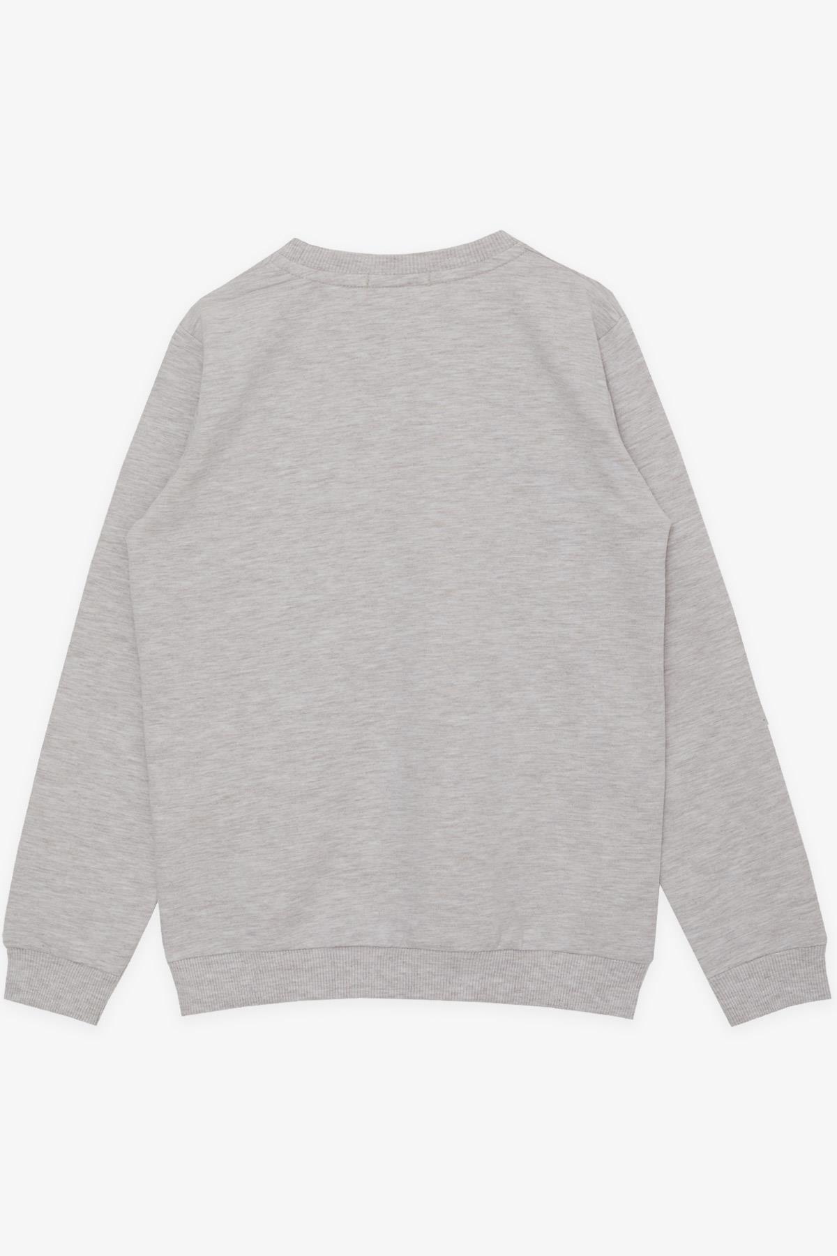 Breeze Kız Çocuk Sweatshirt Çiçek Baskılı Bej Melanj (6-12 Yaş)
