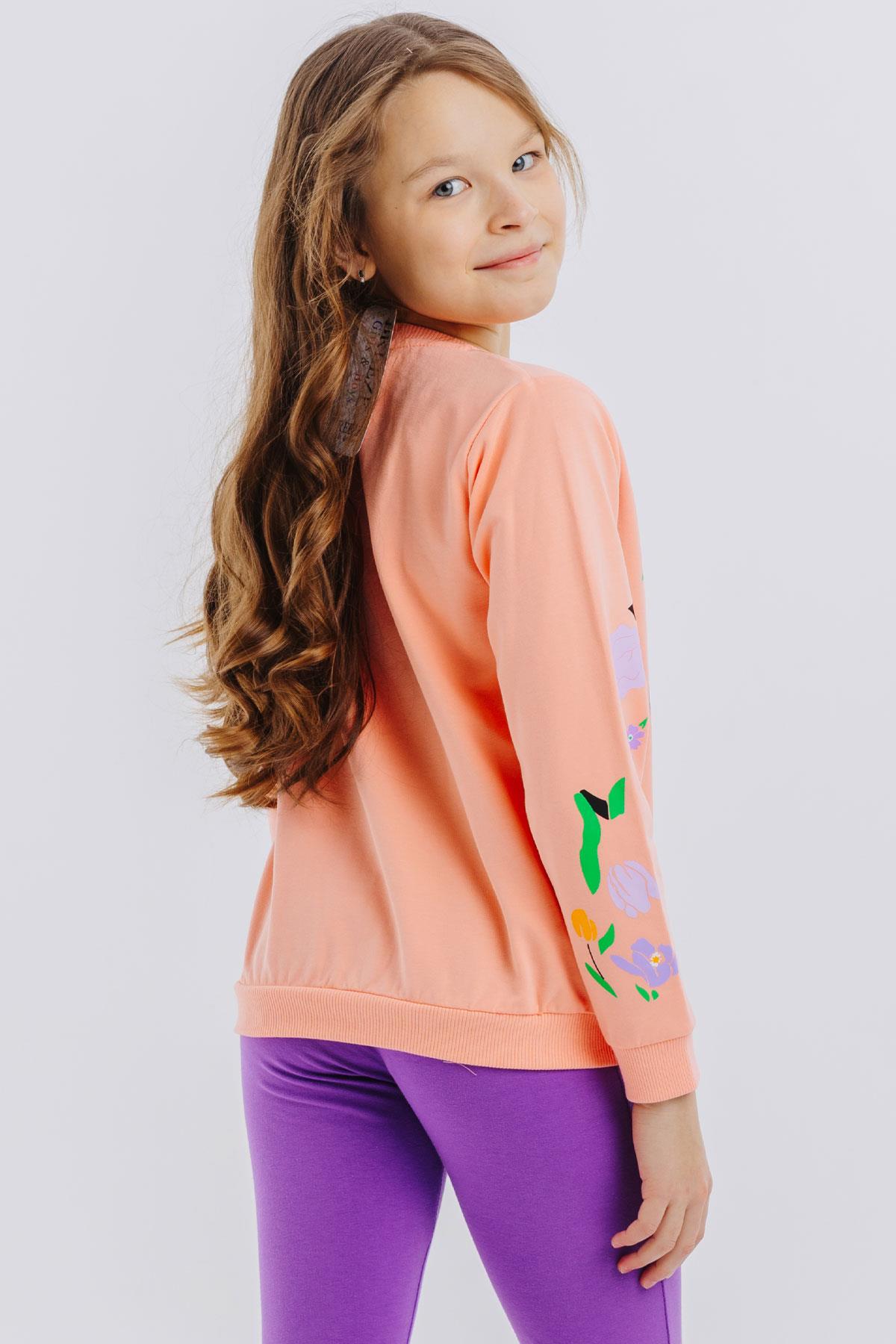 Breeze Kız Çocuk Sweatshirt Çiçek Baskılı Somon (9-12 Yaş)