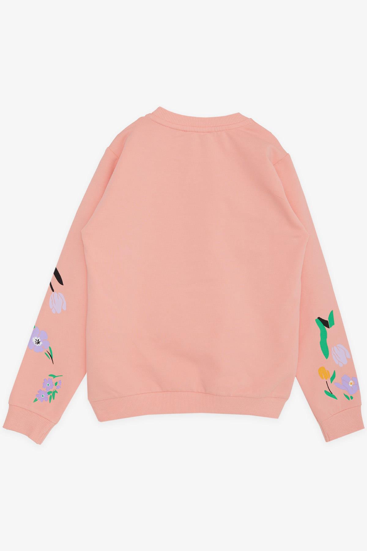 Breeze Kız Çocuk Sweatshirt Çiçek Baskılı Somon (6-12 Yaş)