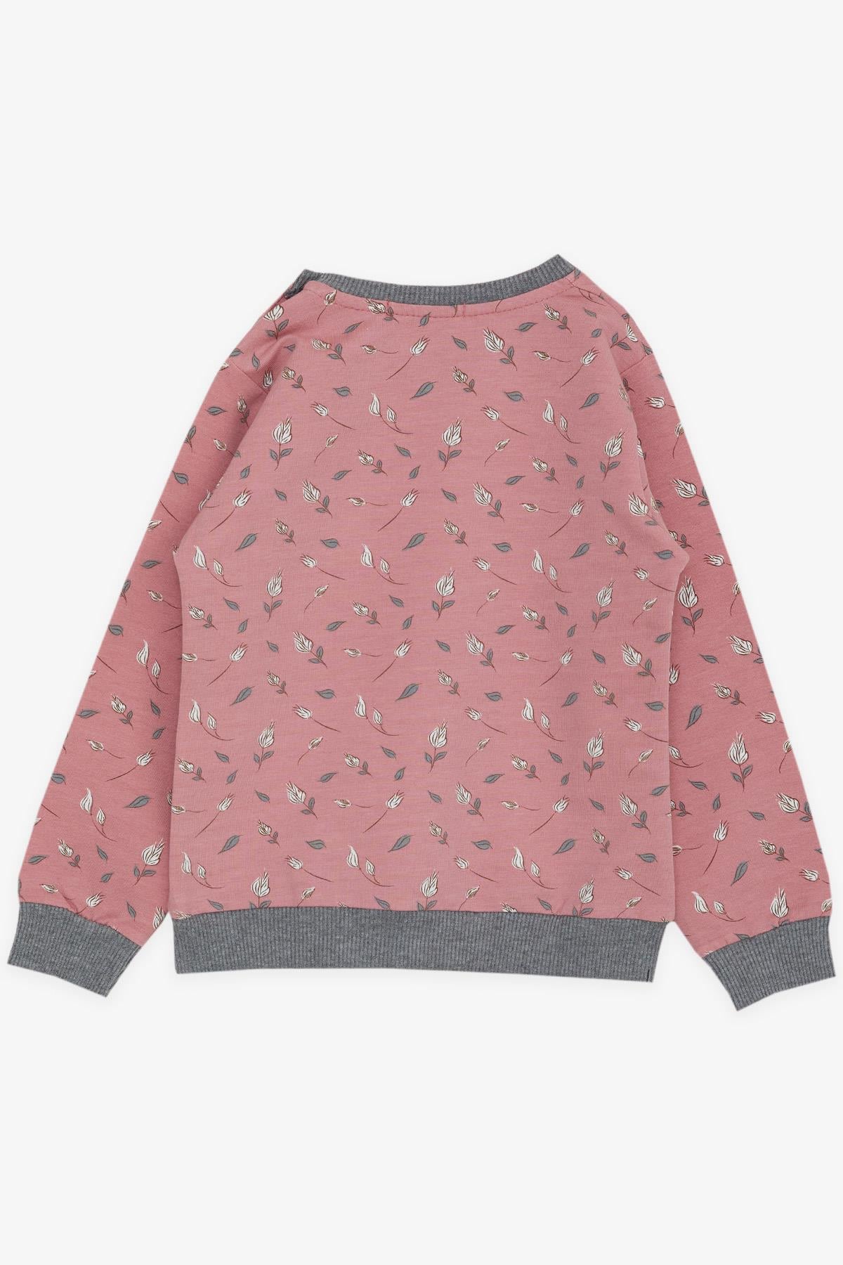 Breeze Kız Çocuk Sweatshirt Çiçek Desenli Gülkurusu (1.5-5 Yaş)