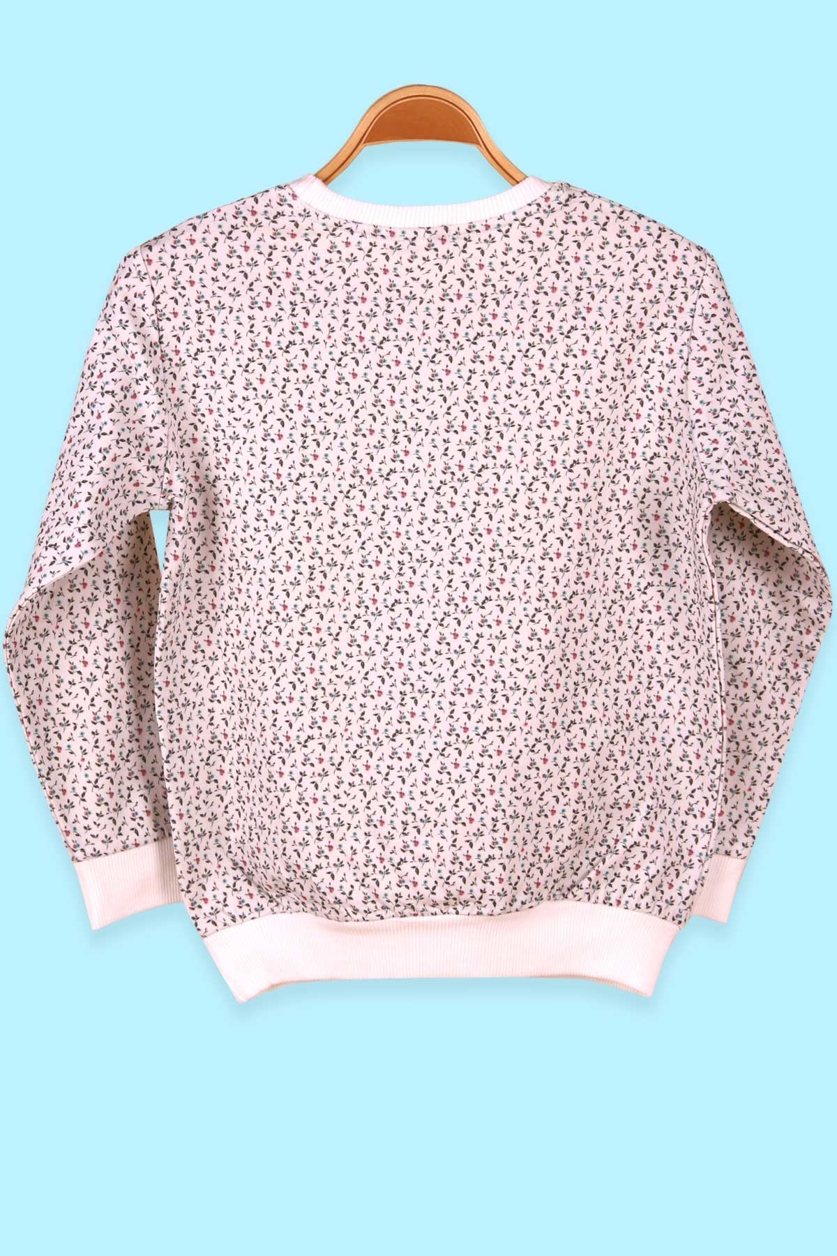 Breeze Kız Çocuk Sweatshirt Çiçek Desenli Beyaz (5-9 Yaş)