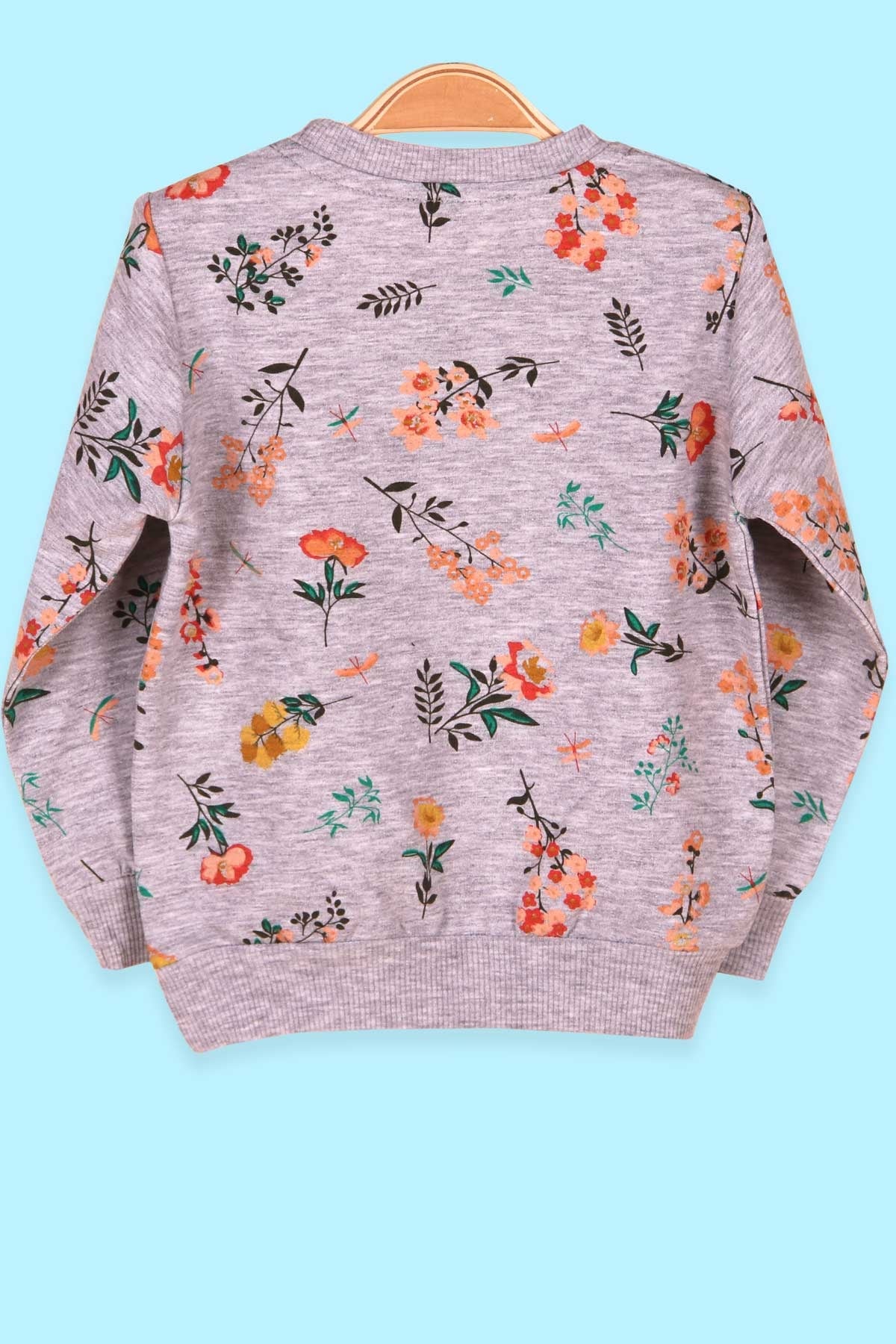 Breeze Kız Çocuk Sweatshirt Çiçek Desenli Gri (1.5-5 Yaş)