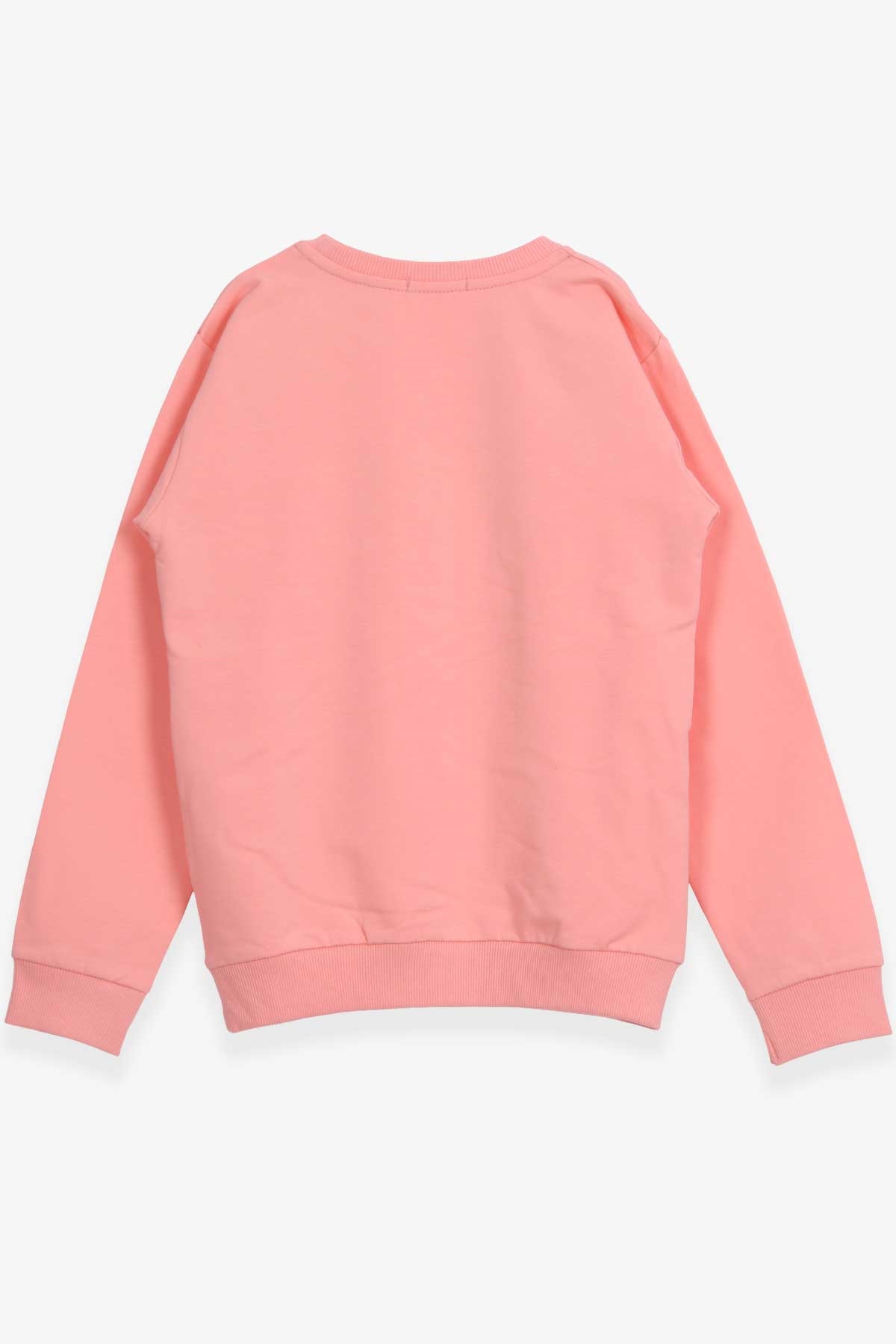 Breeze Kız Çocuk Sweatshirt Çiçekli Kelebek Baskılı Somon (8-12 Yaş)