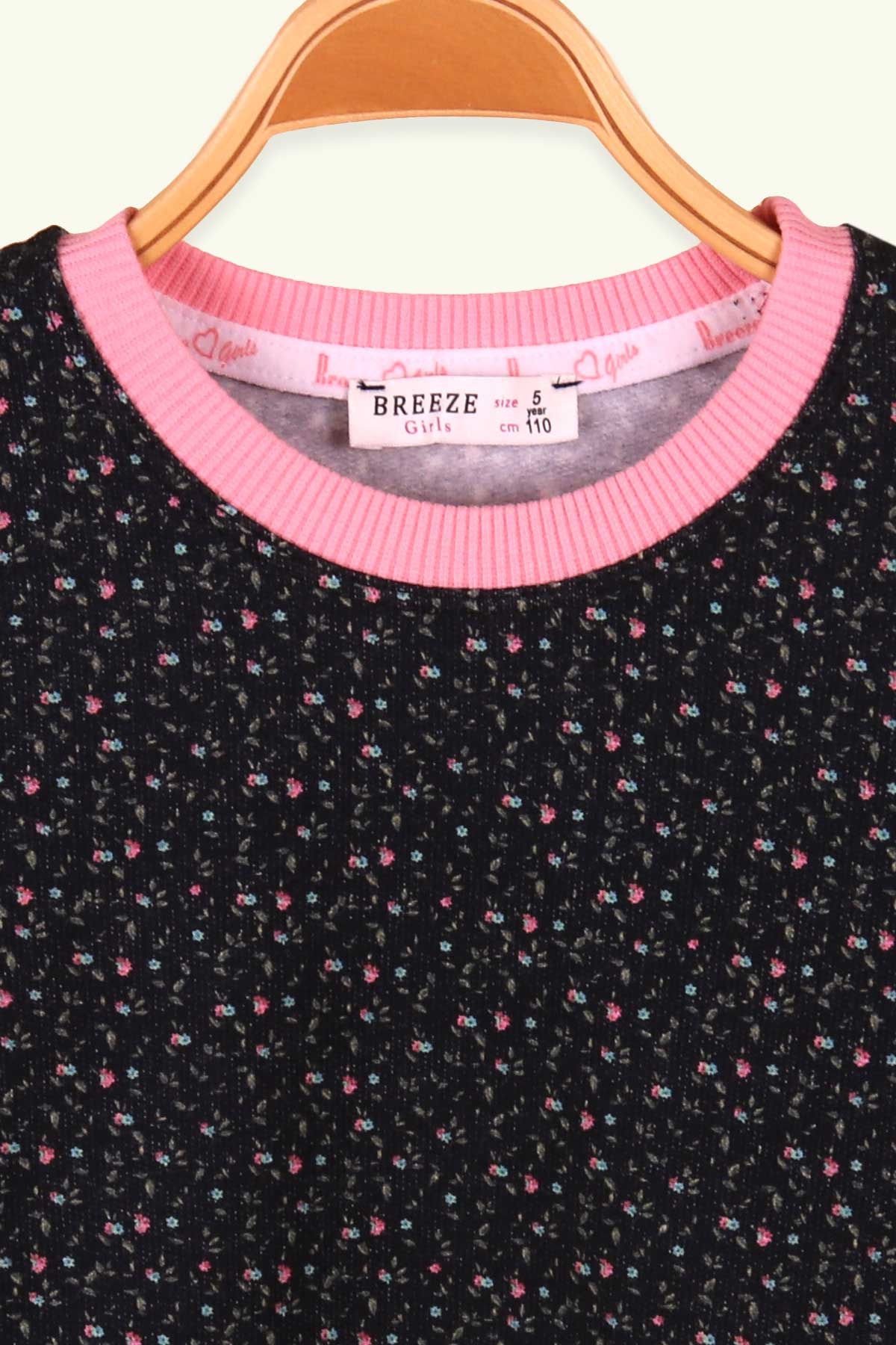 Breeze Kız Çocuk Sweatshirt Çiçekli Koyu Yeşil (5-9 Yaş)