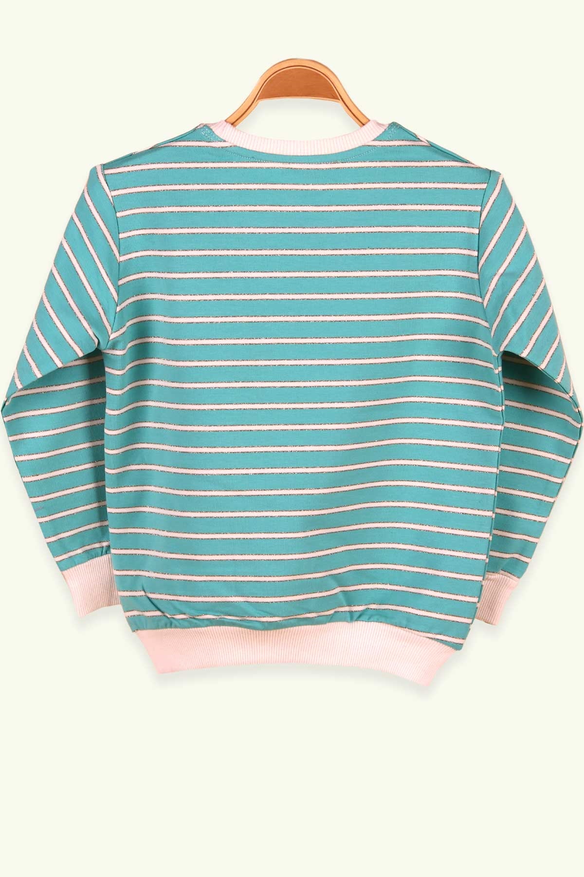Breeze Kız Çocuk Sweatshirt Çizgili Mint Yeşili (5-9 Yaş)